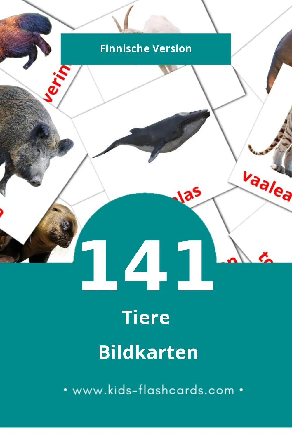 Visual Eläimet Flashcards für Kleinkinder (141 Karten in Finnisch)