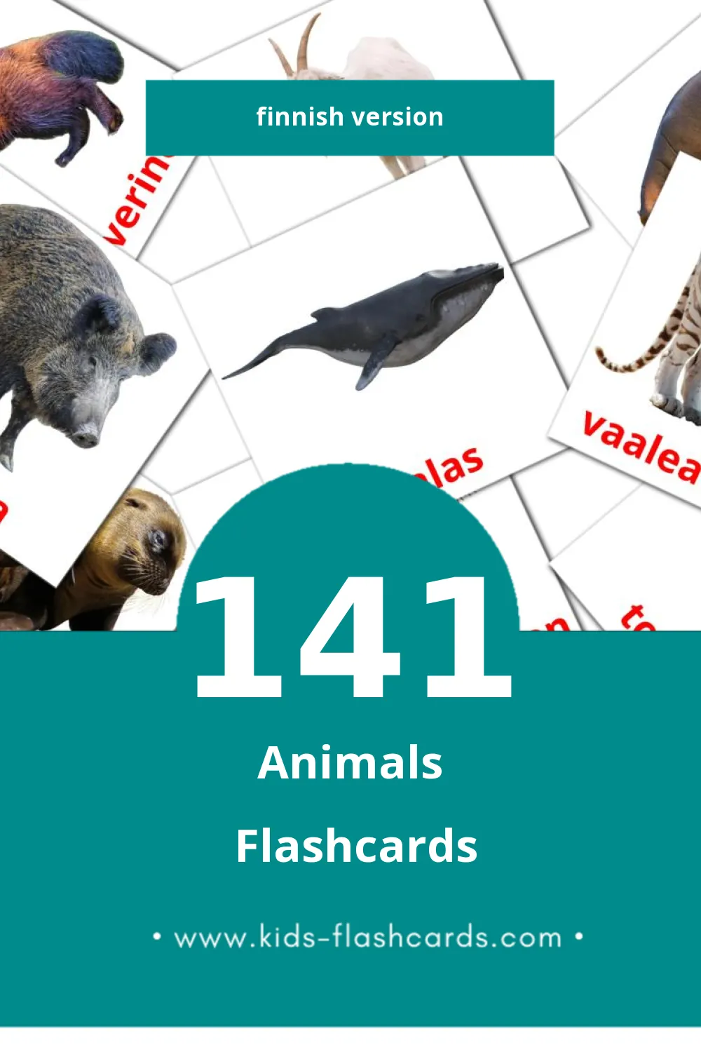 Visual Eläimet Flashcards for Toddlers (141 cards in Finnish)