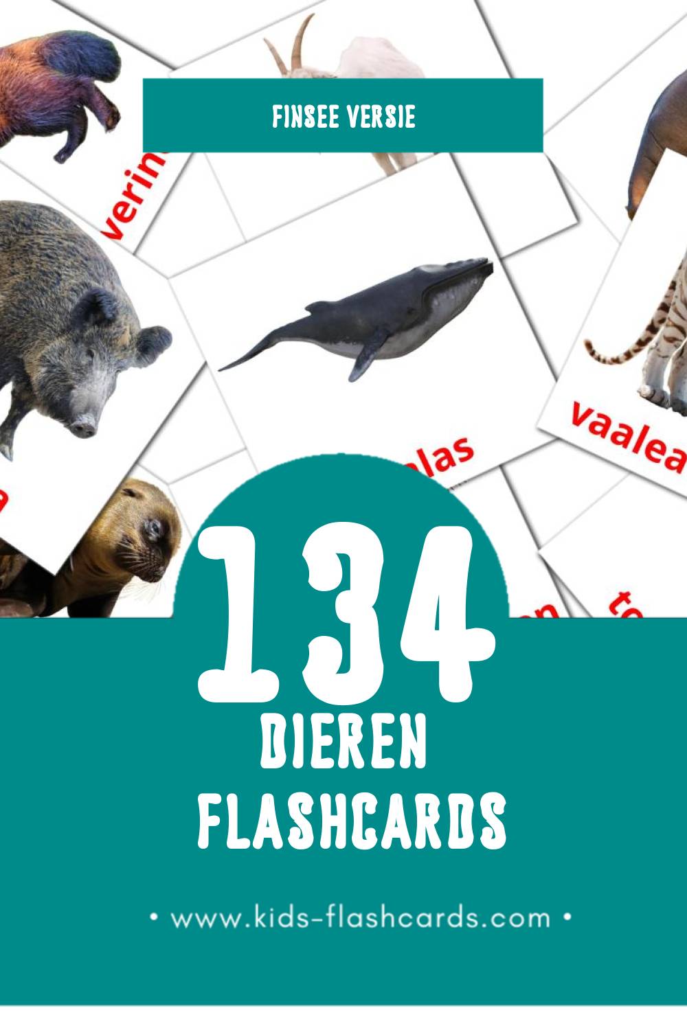 Visuele Eläimet Flashcards voor Kleuters (134 kaarten in het Finse)