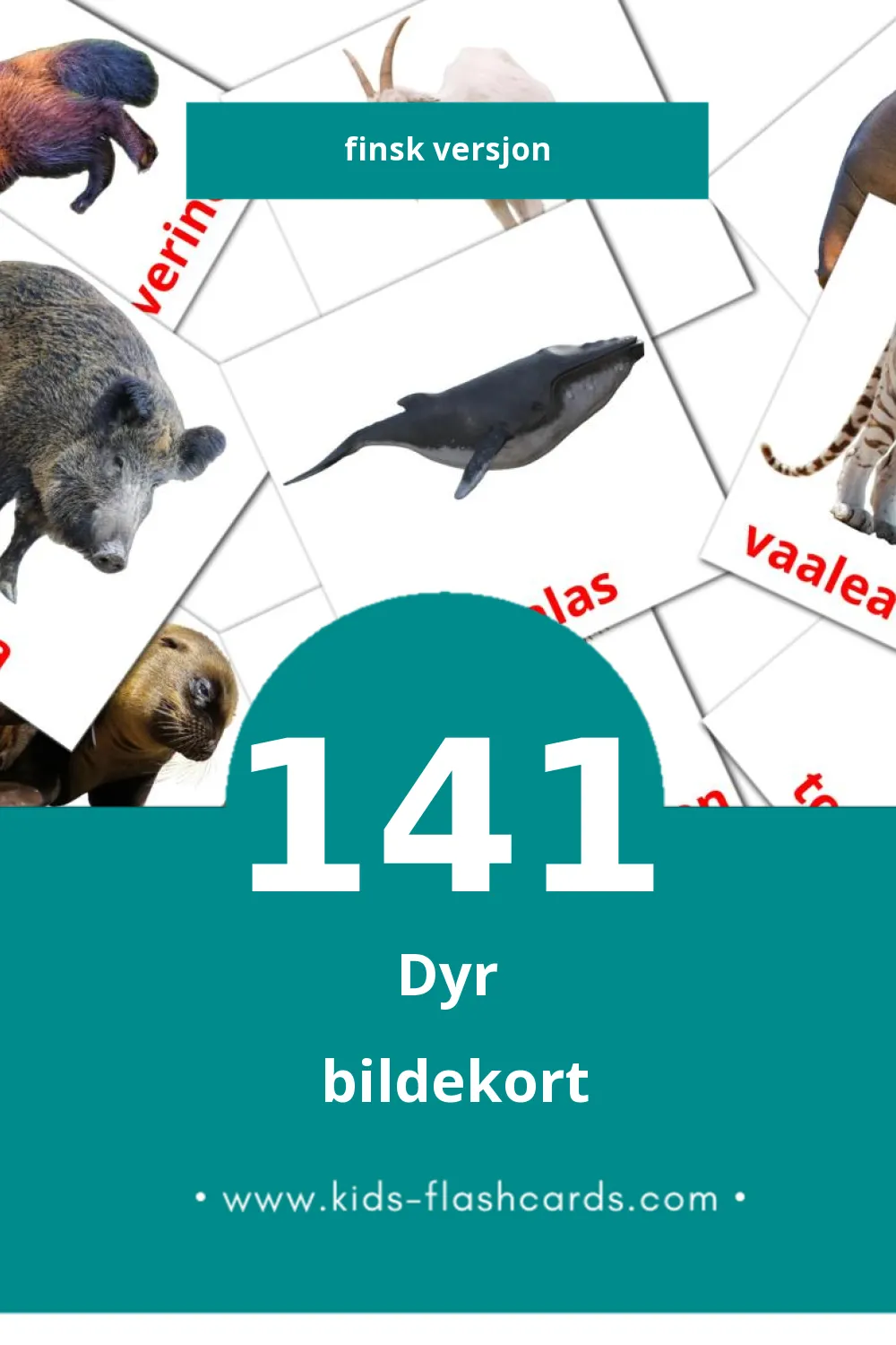Visuelle Eläimet bildekort for småbarn (141 kort på Finsk)