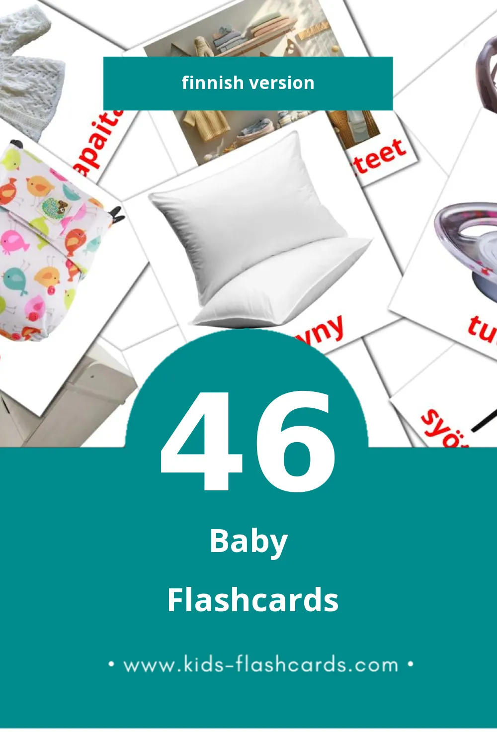 Visual Vauva Flashcards for Toddlers (46 cards in Finnish)