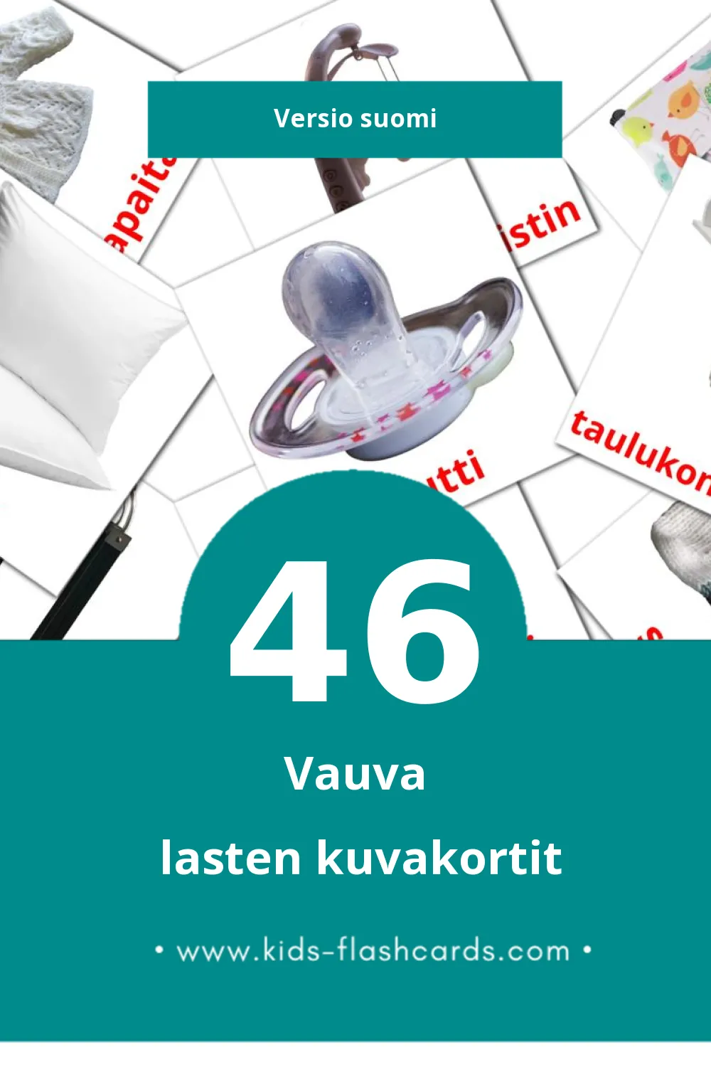 Vauva lasten kuvakortit pikkulapsille (46 korttia Suomiksi)
