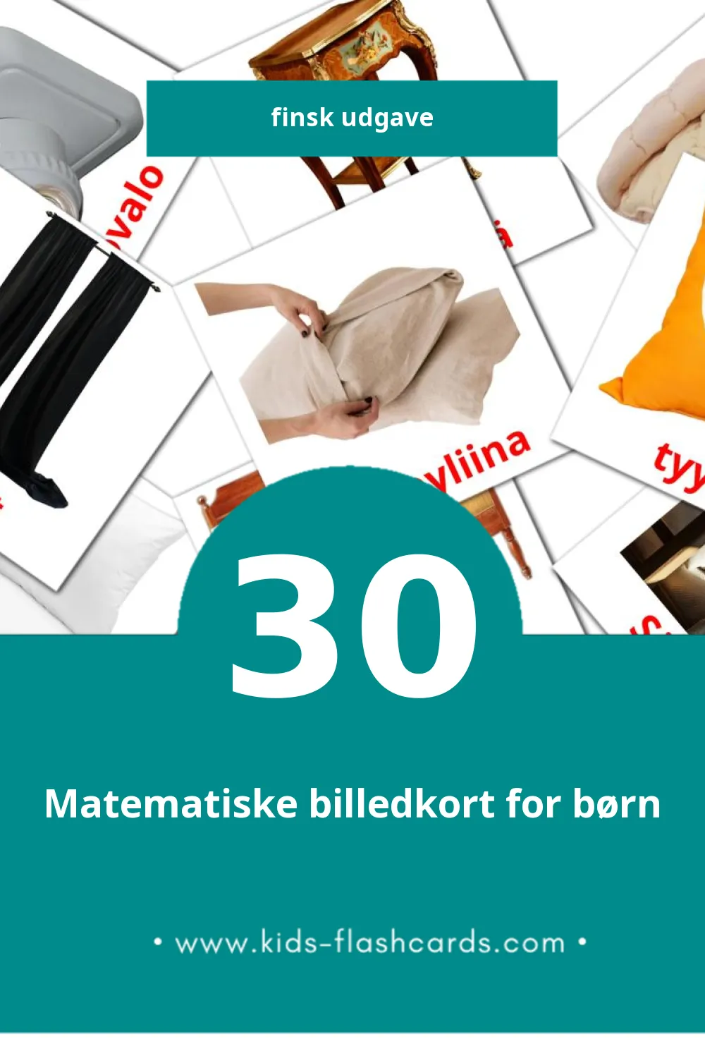 Visuelle billedkort for børn om Makuuhuone til småbørn (30 kort på Finsk)