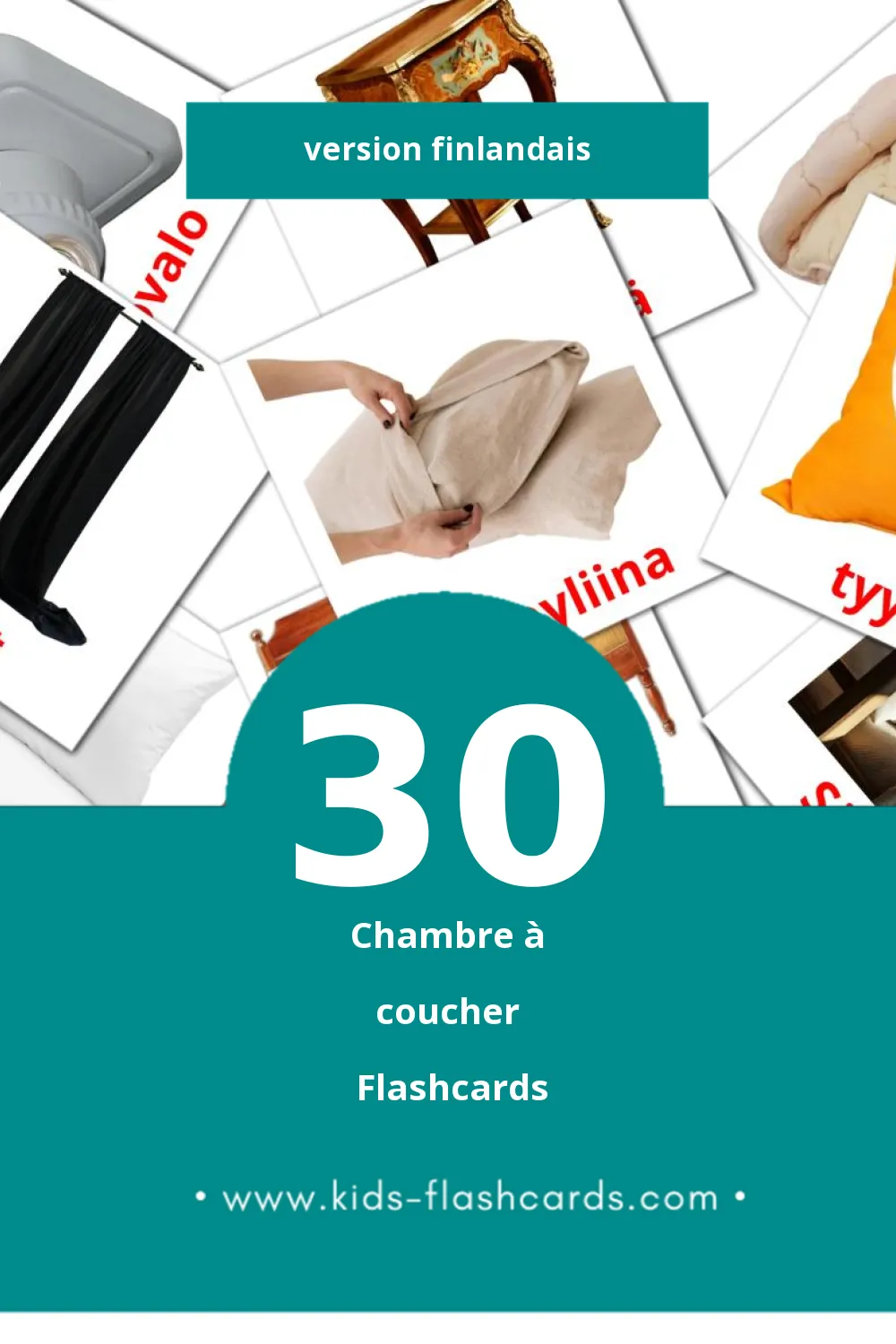 Flashcards Visual Makuuhuone pour les tout-petits (30 cartes en Finlandais)