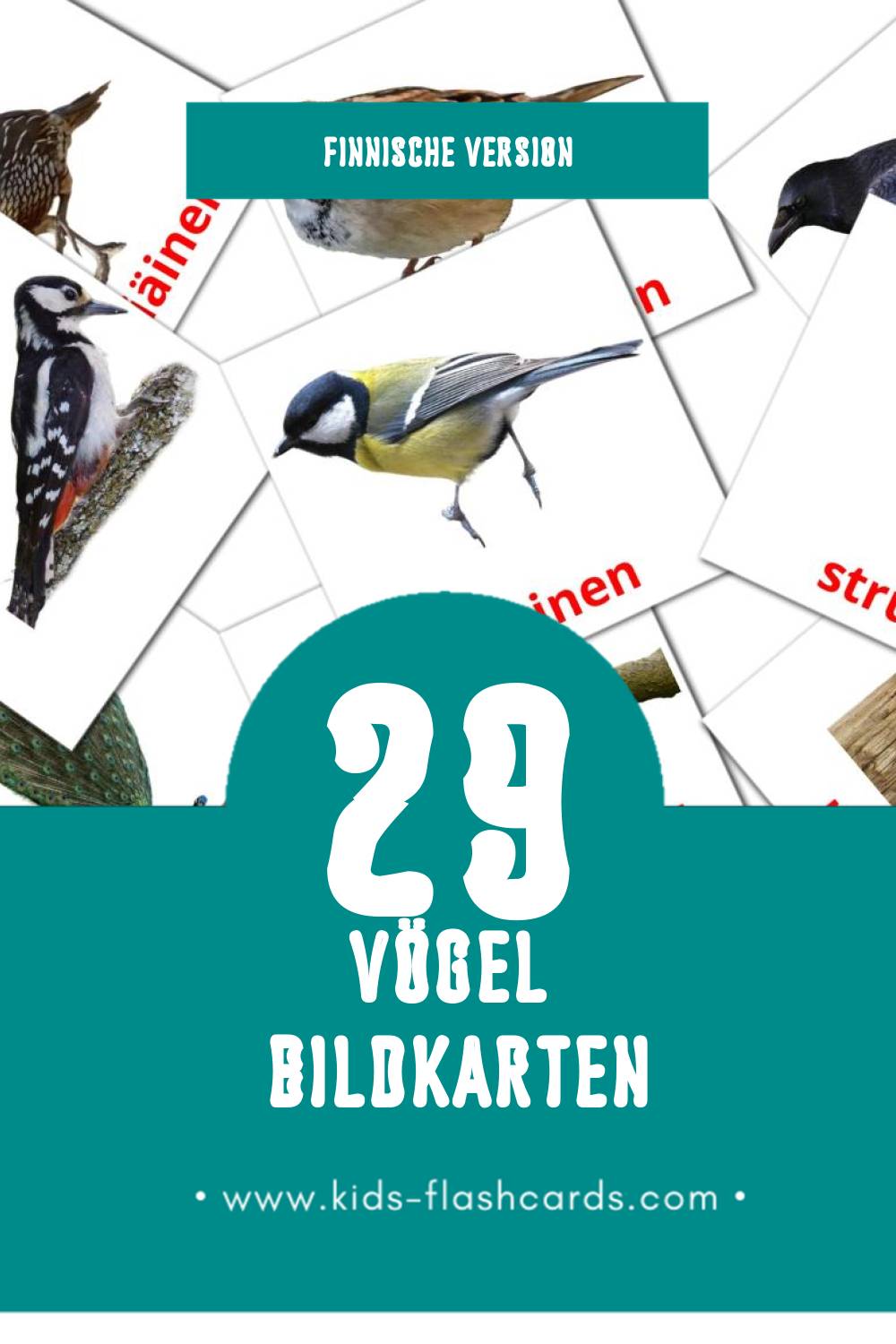 Visual Linnut Flashcards für Kleinkinder (29 Karten in Finnisch)