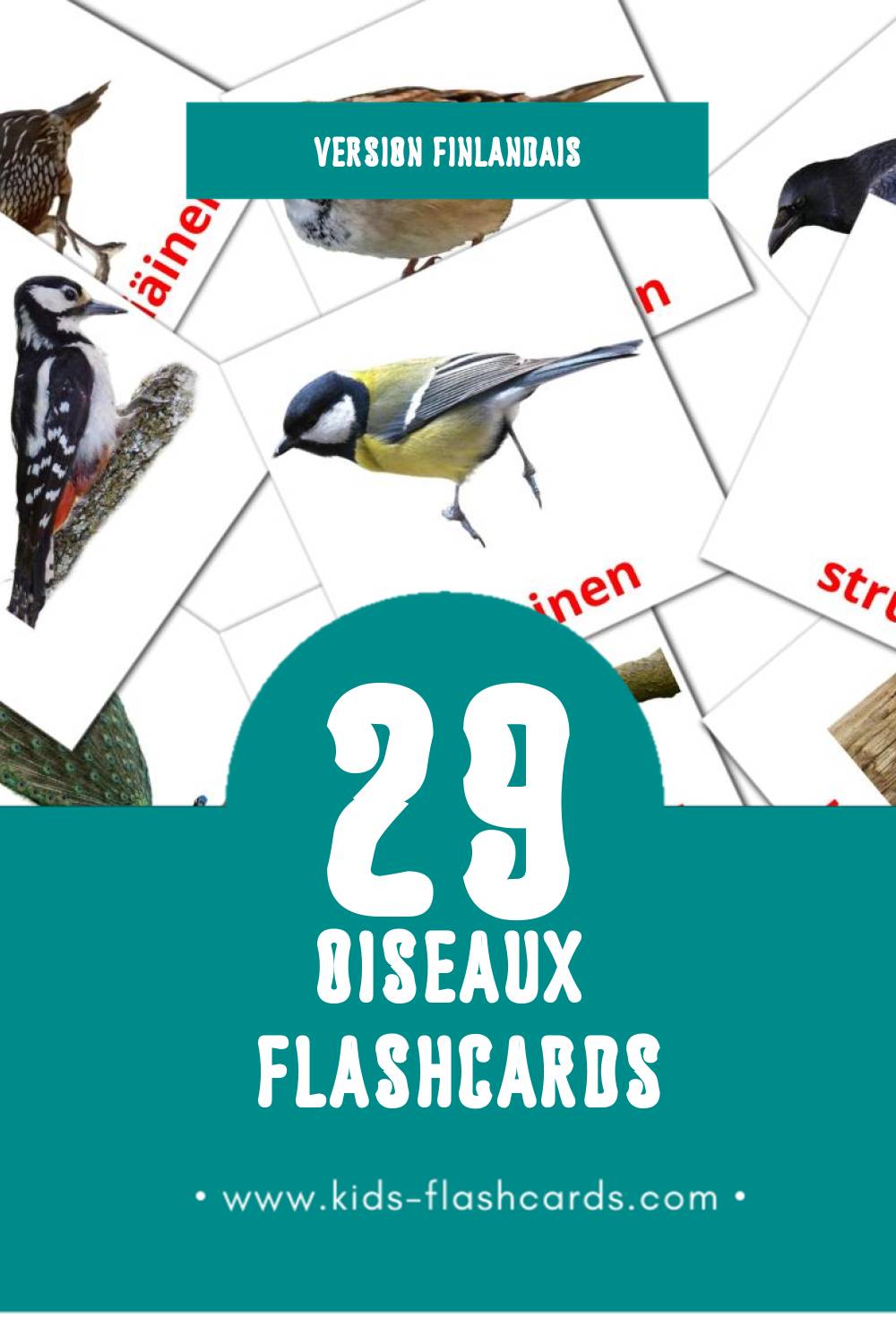 Flashcards Visual Linnut pour les tout-petits (18 cartes en Finlandais)