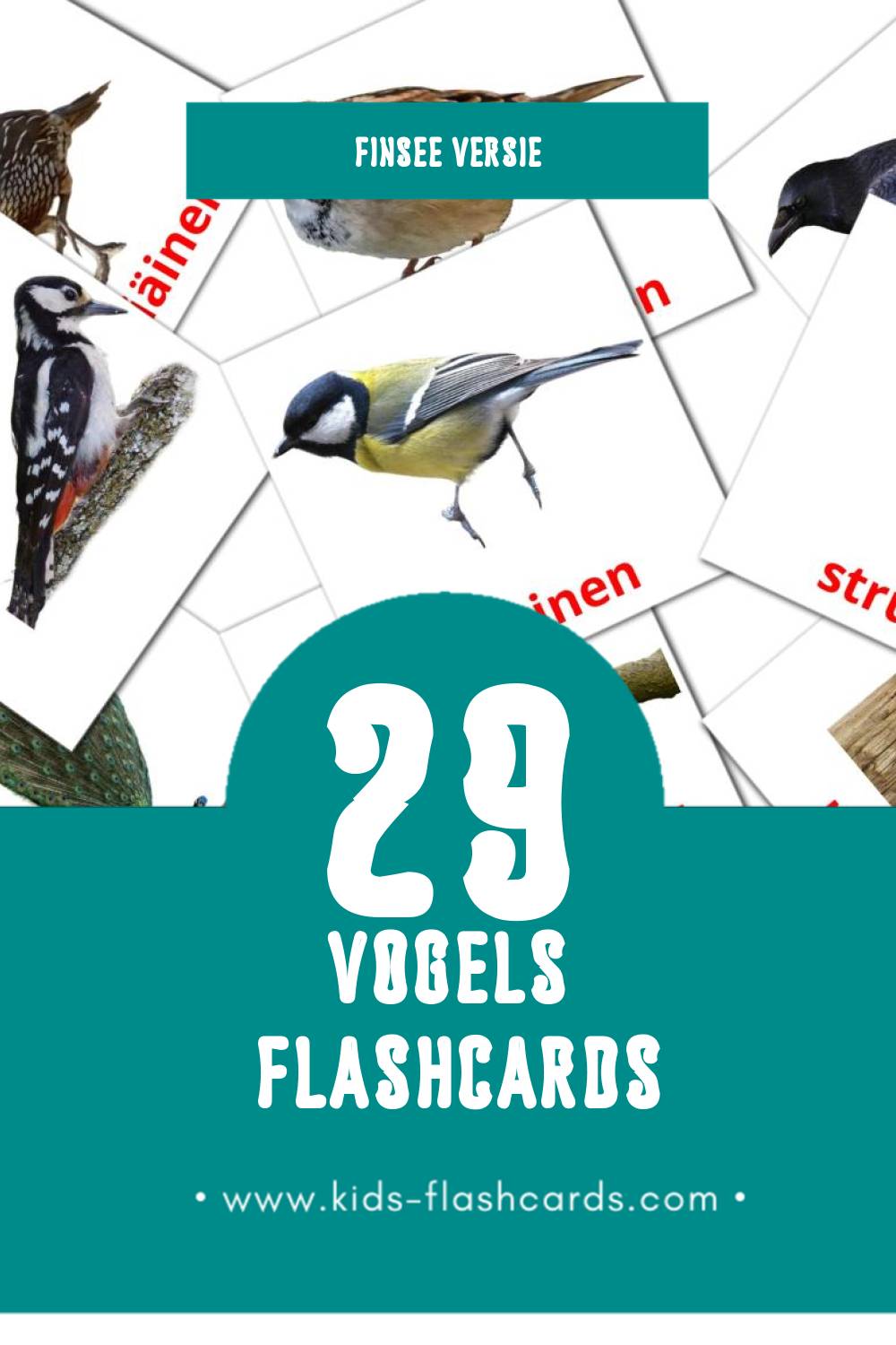 Visuele Linnut Flashcards voor Kleuters (29 kaarten in het Finse)