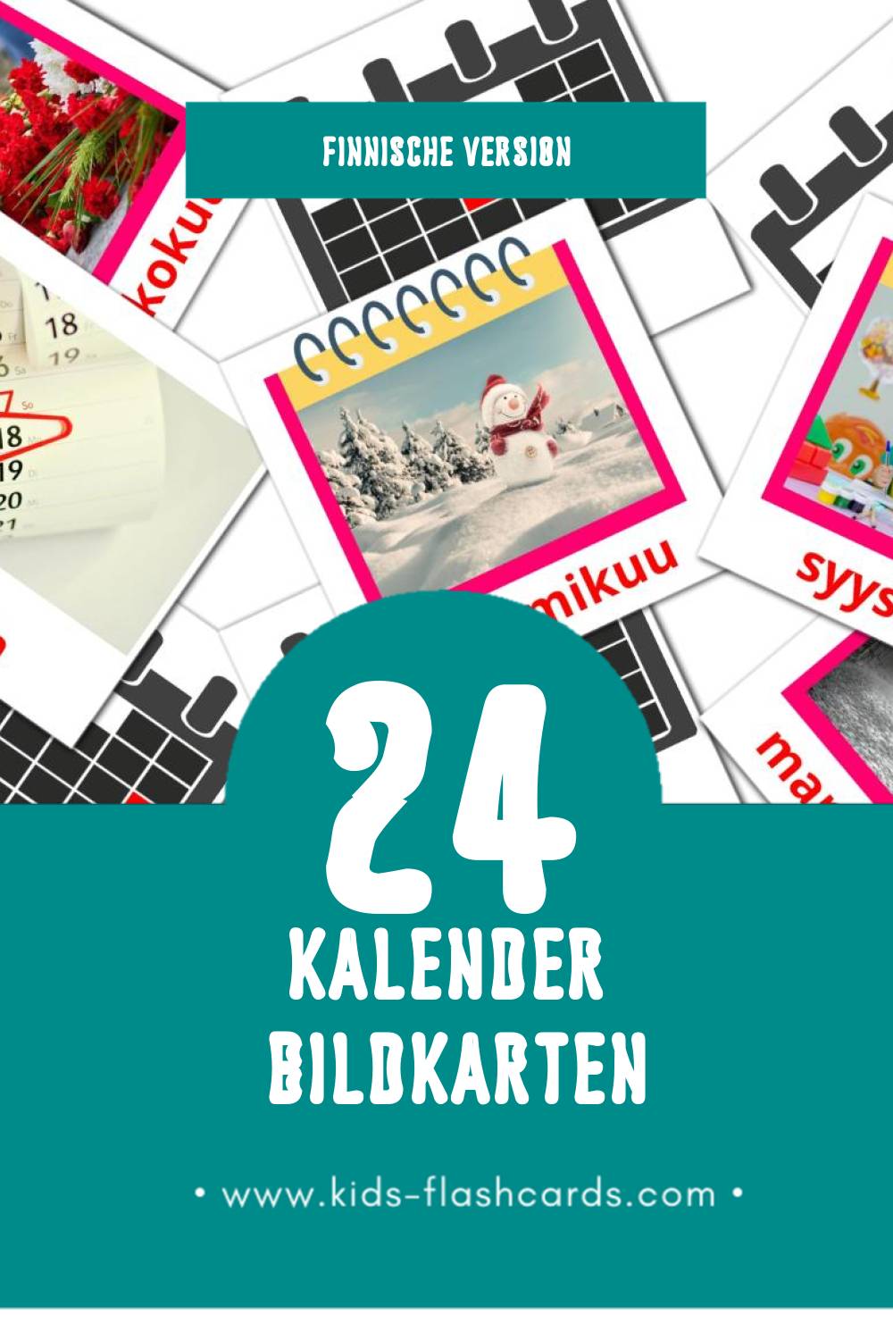 Visual Kalenteri Flashcards für Kleinkinder (24 Karten in Finnisch)