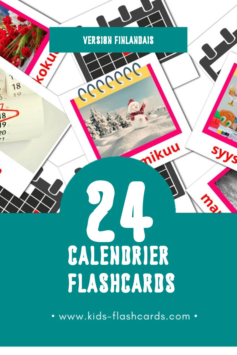Flashcards Visual Kalenteri pour les tout-petits (24 cartes en Finlandais)