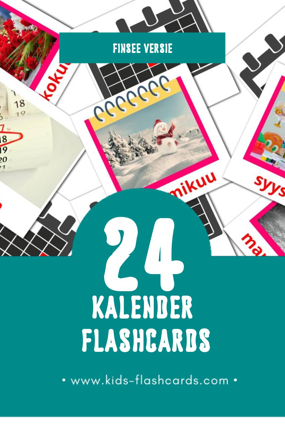 Visuele Kalenteri Flashcards voor Kleuters (24 kaarten in het Finse)