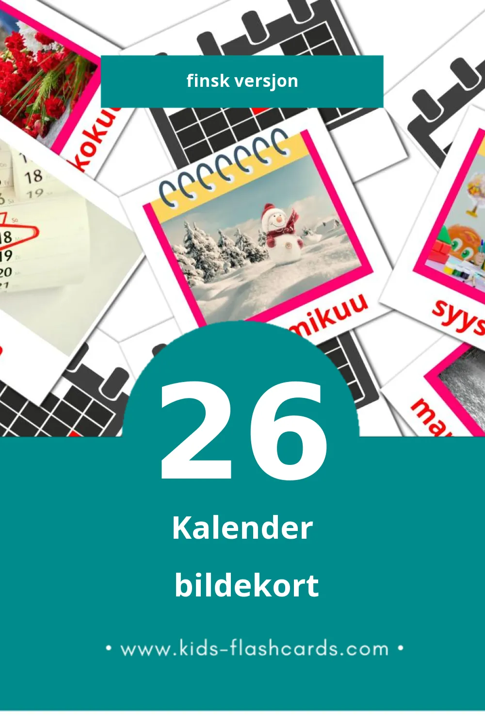 Visuelle Kalenteri bildekort for småbarn (26 kort på Finsk)