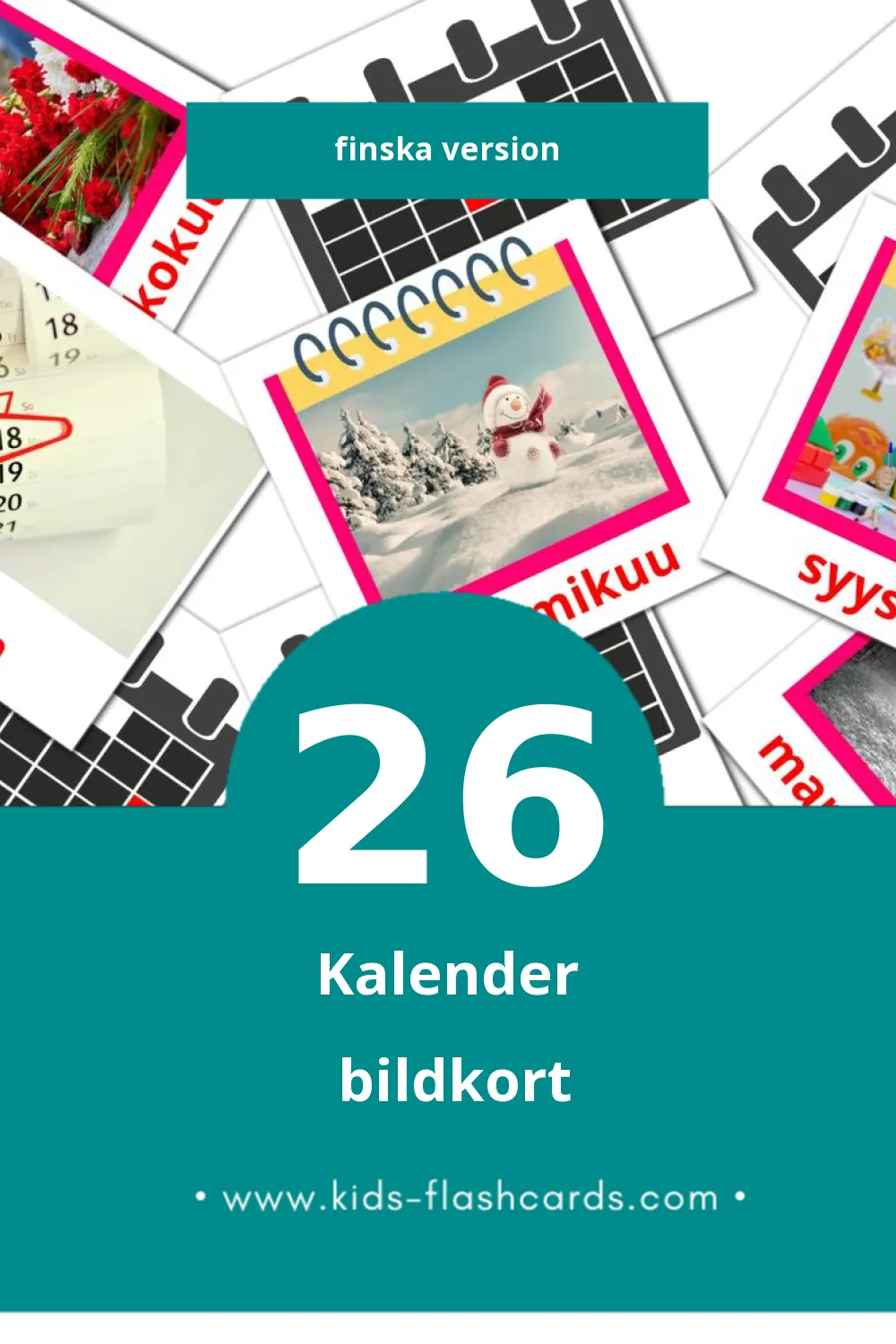 Visuella Kalenteri för småbarn (26 bildkort för barn på Finska)