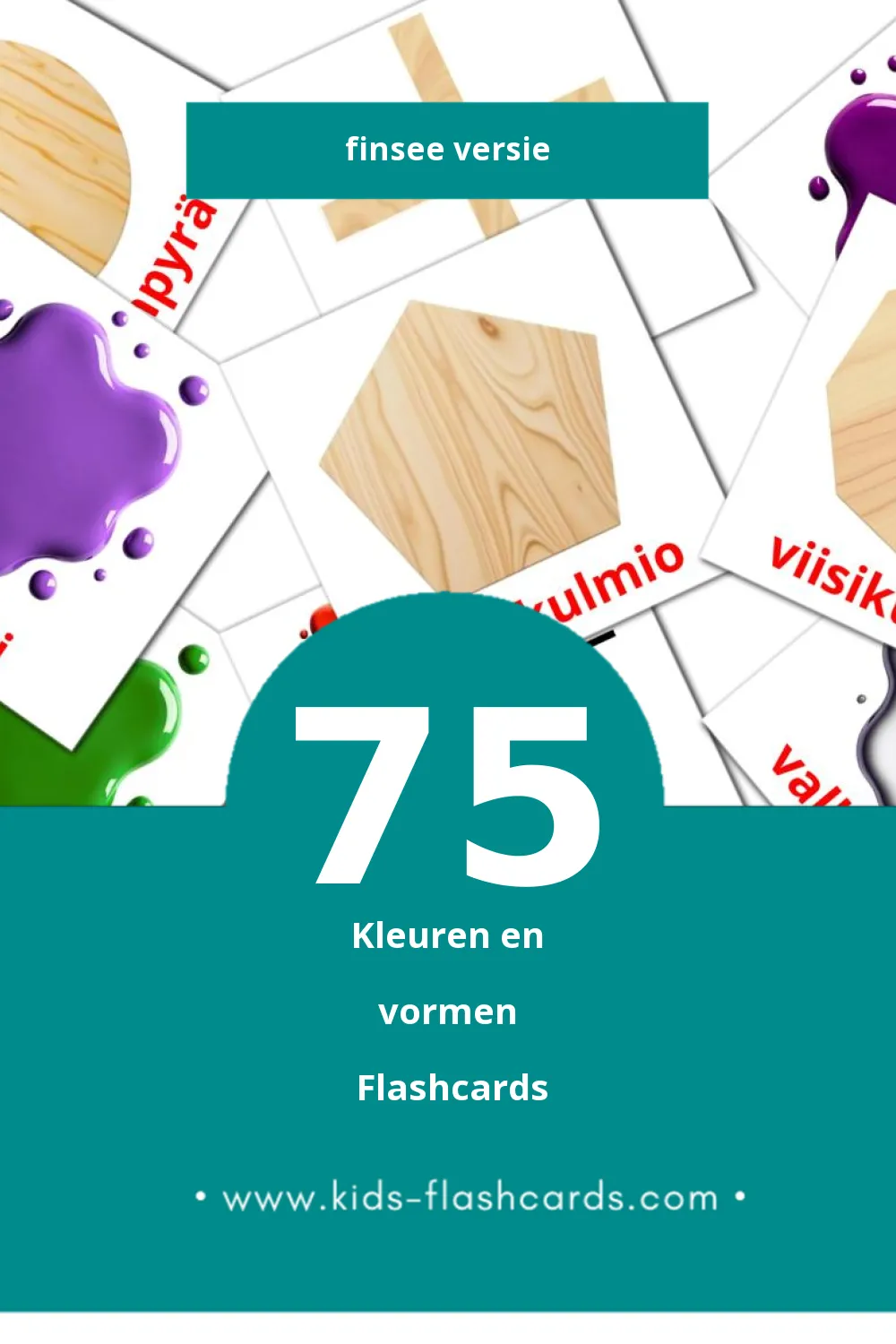 Visuele Värejä ja muotoja Flashcards voor Kleuters (75 kaarten in het Finse)