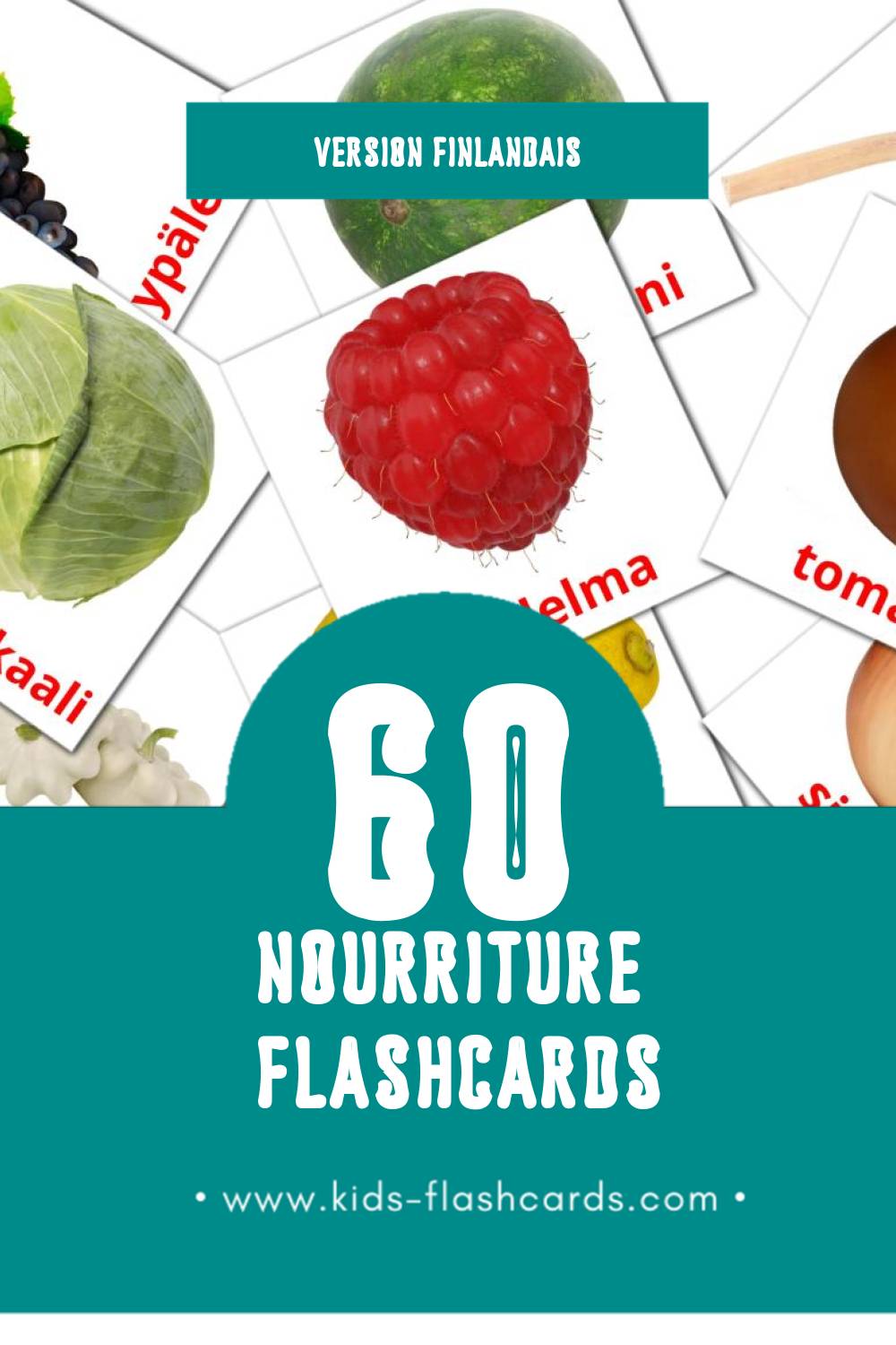 Flashcards Visual ruoka  pour les tout-petits (60 cartes en Finlandais)