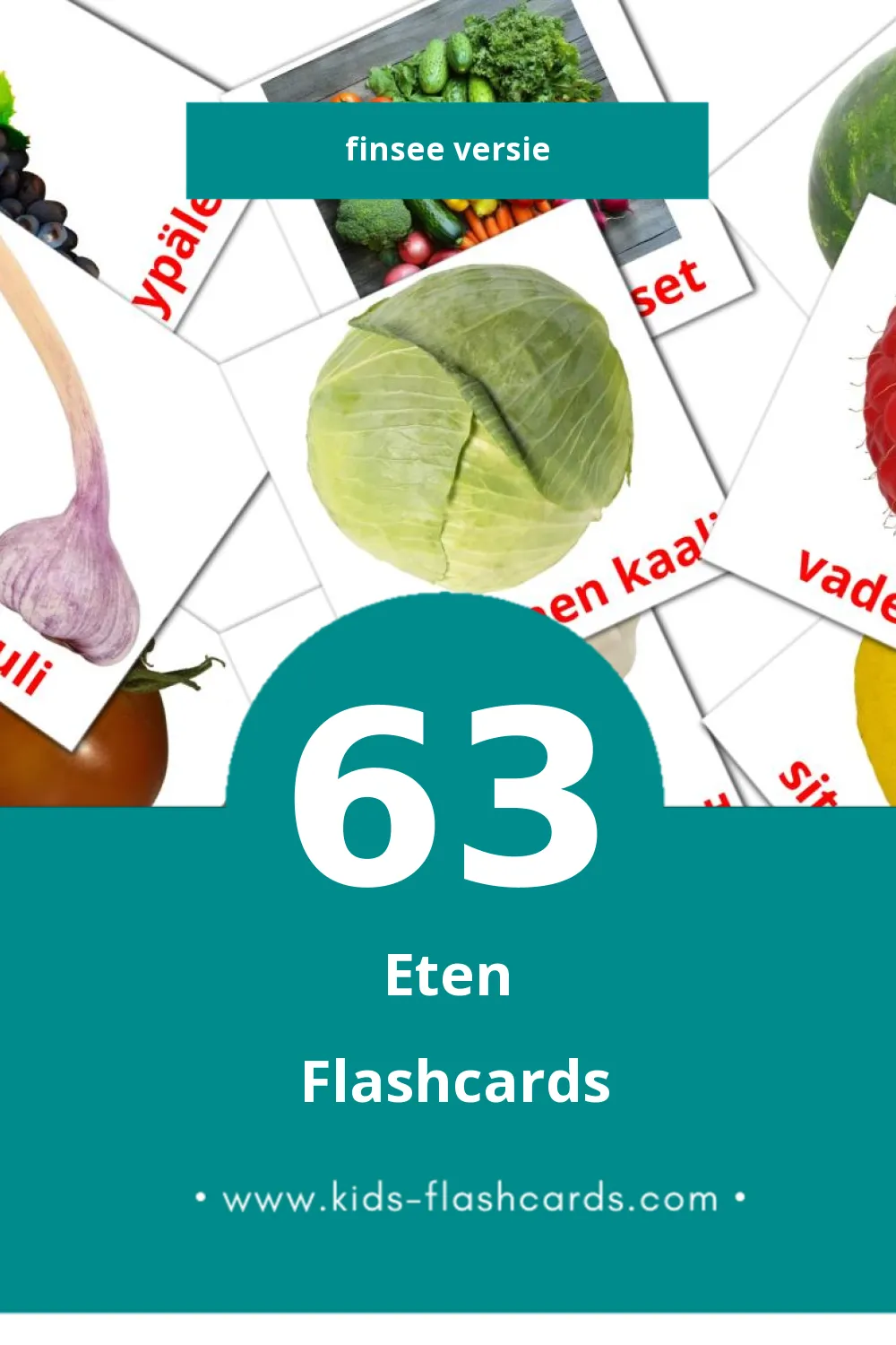 Visuele Ruoka  Flashcards voor Kleuters (63 kaarten in het Finse)