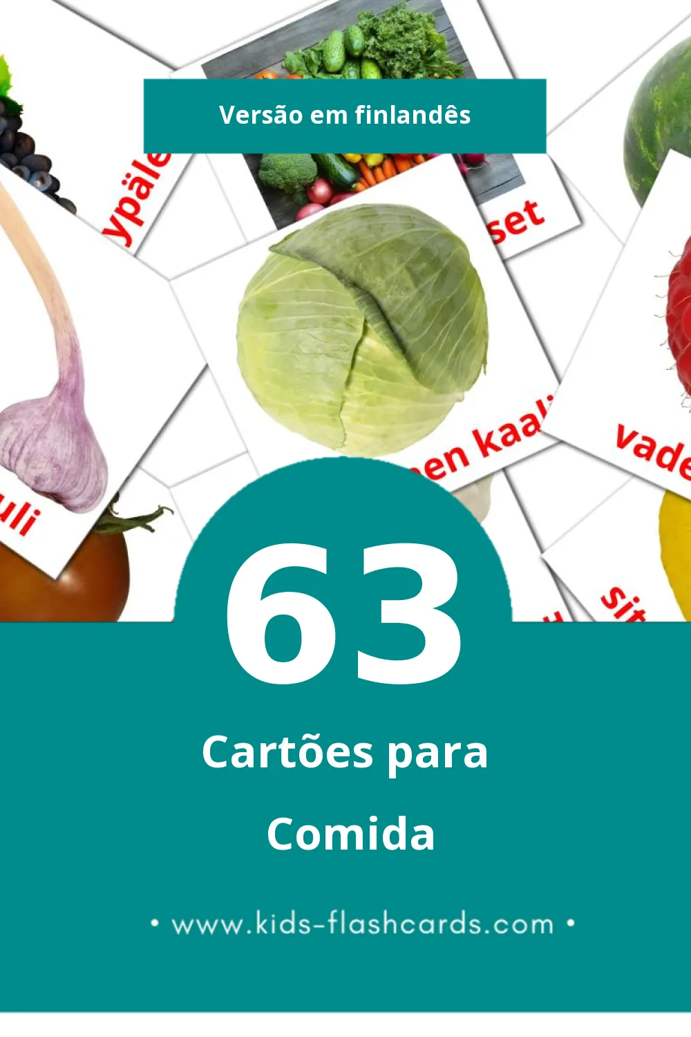 Flashcards de Ruoka  Visuais para Toddlers (63 cartões em Finlandês)