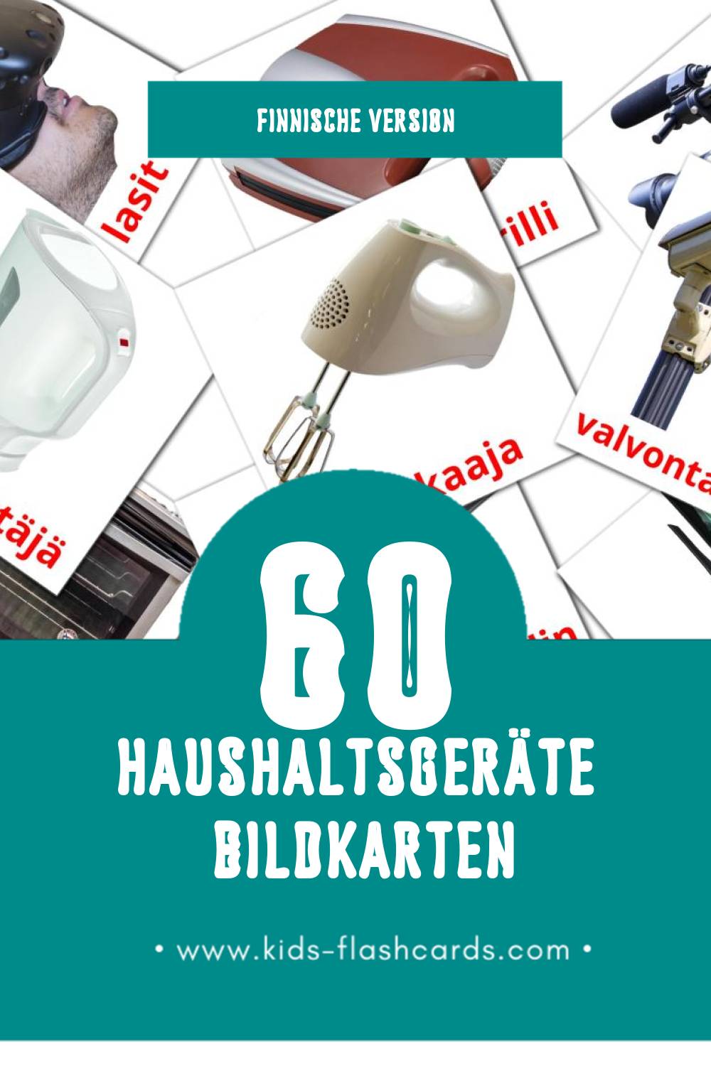 Visual Kodinkoneet Flashcards für Kleinkinder (60 Karten in Finnisch)