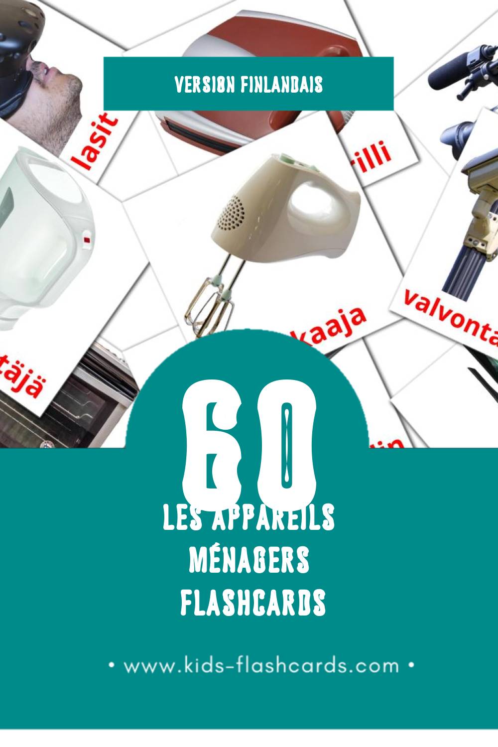 Flashcards Visual Kodinkoneet pour les tout-petits (60 cartes en Finlandais)