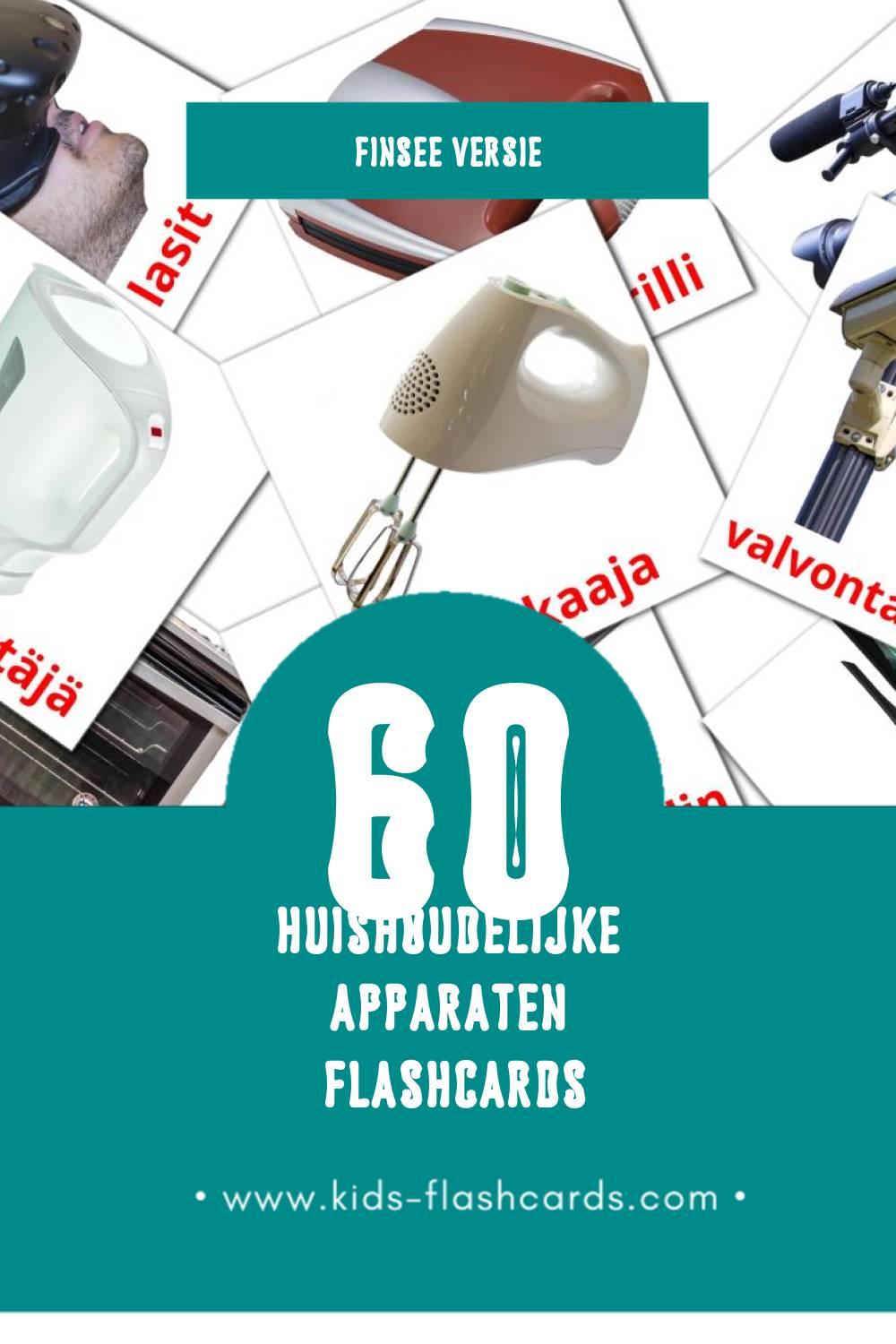 Visuele Kodinkoneet Flashcards voor Kleuters (60 kaarten in het Finse)