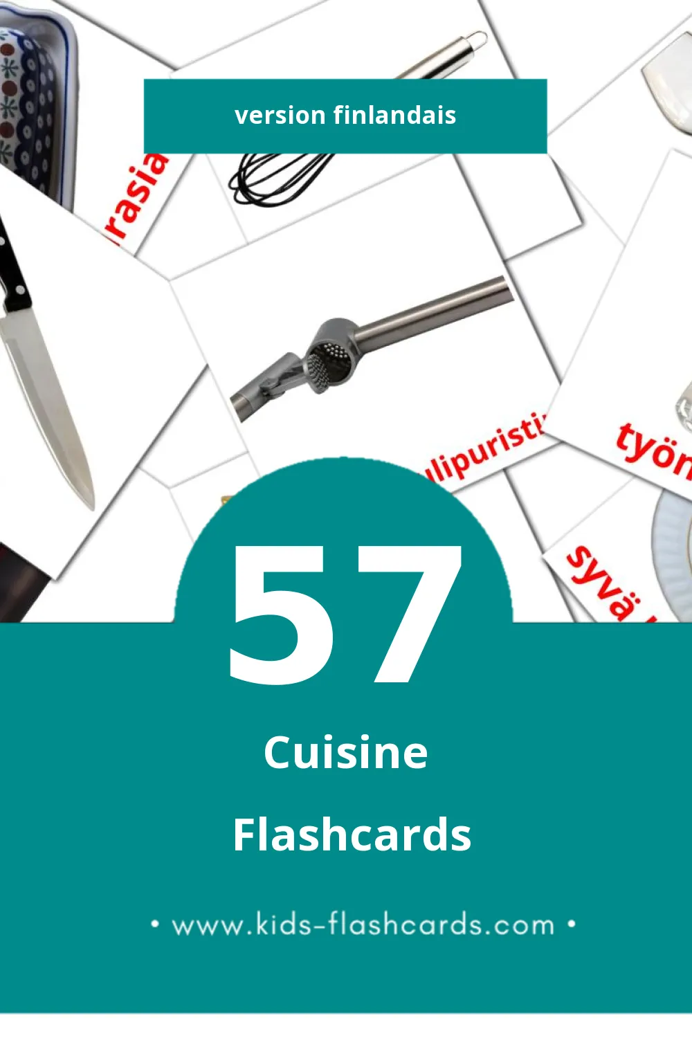 Flashcards Visual Keittiö pour les tout-petits (57 cartes en Finlandais)