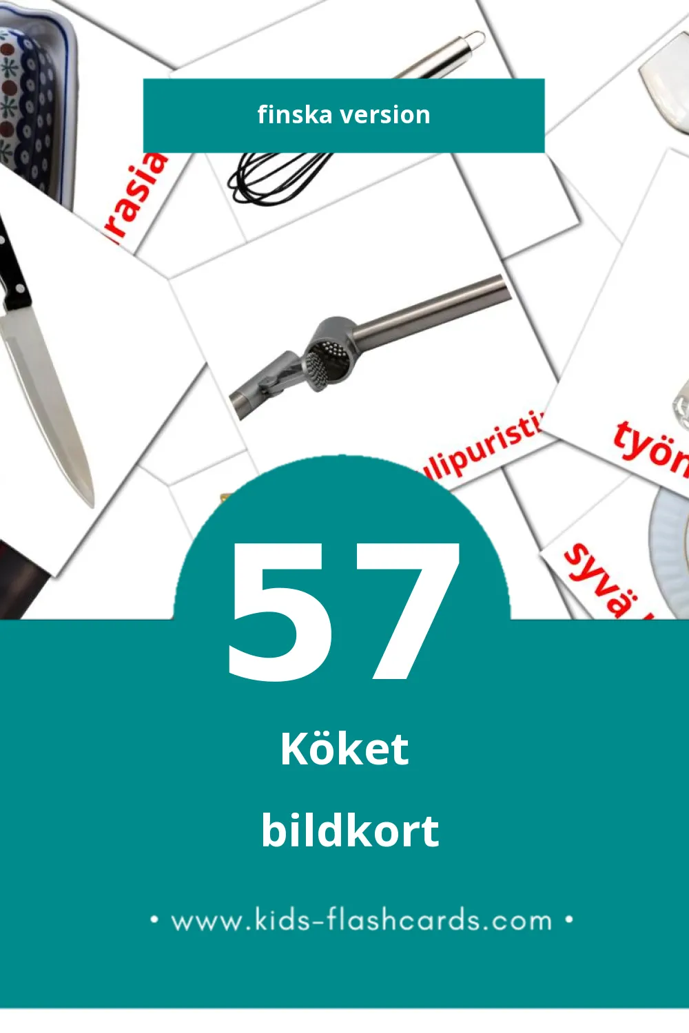 Visuella Keittiö för småbarn (57 bildkort för barn på Finska)