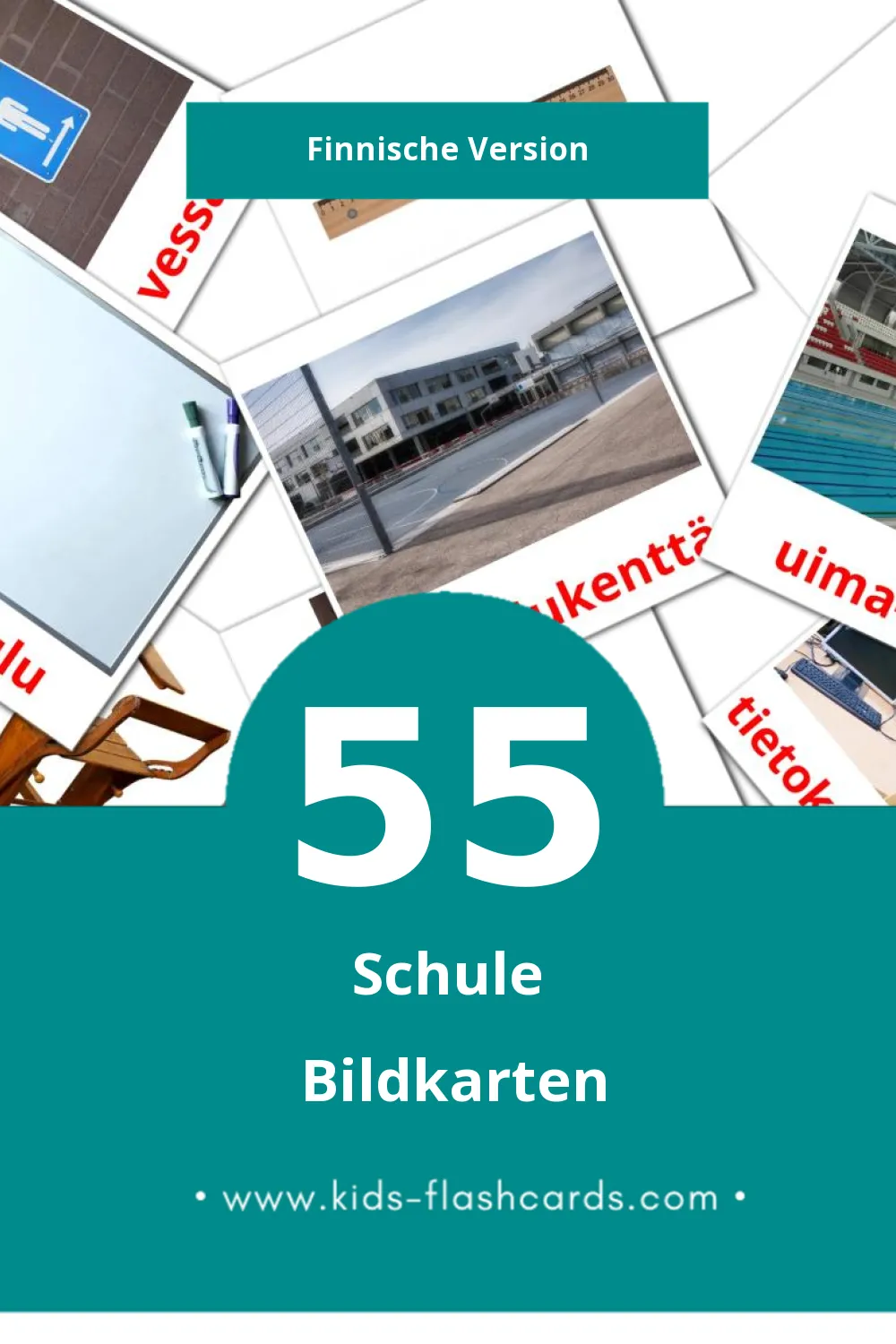 Visual Koulu Flashcards für Kleinkinder (55 Karten in Finnisch)