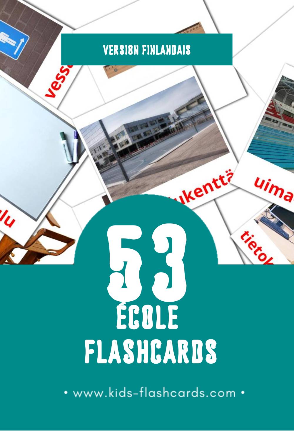 Flashcards Visual Koulu pour les tout-petits (53 cartes en Finlandais)