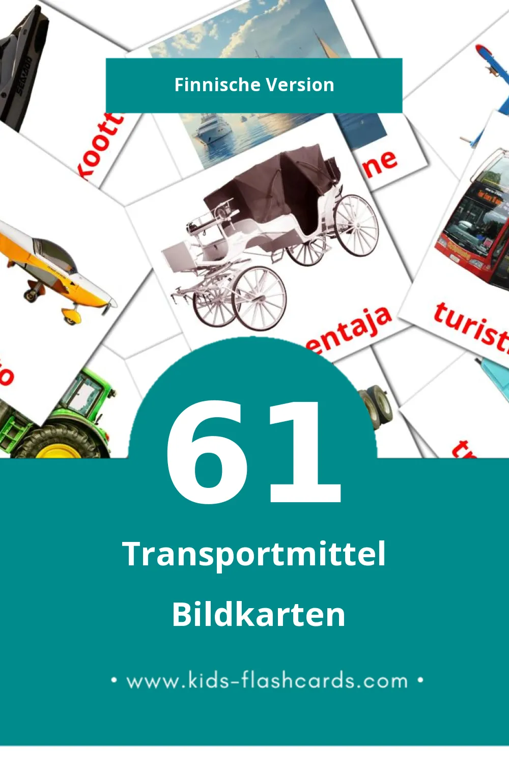 Visual kuljetus Flashcards für Kleinkinder (78 Karten in Finnisch)