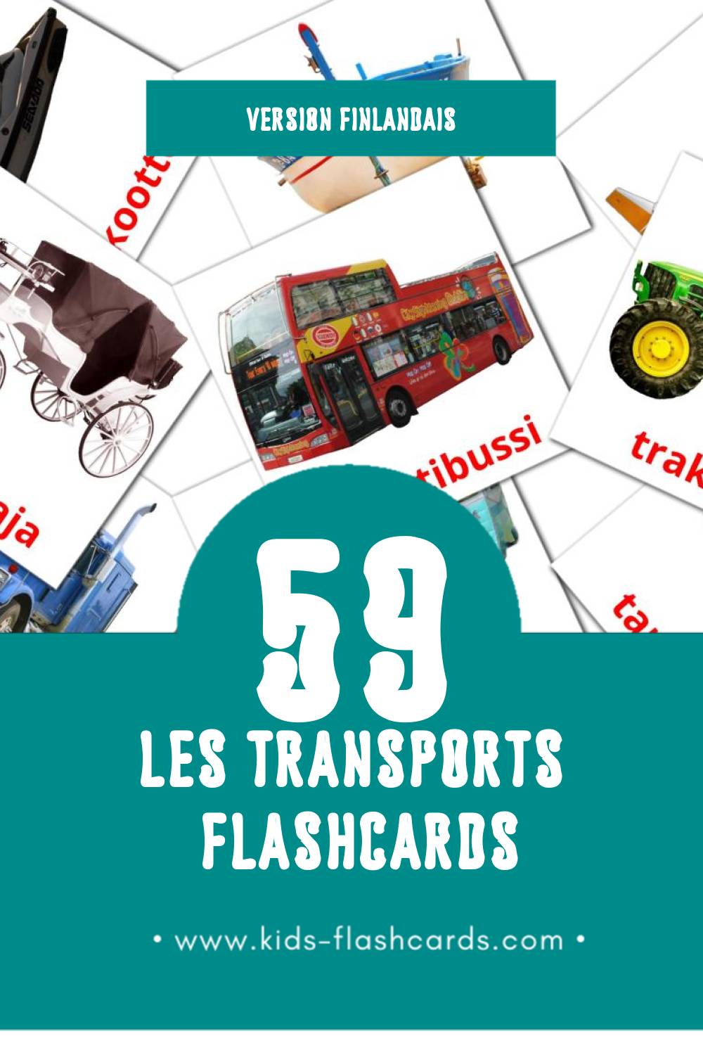 Flashcards Visual kuljetus pour les tout-petits (59 cartes en Finlandais)