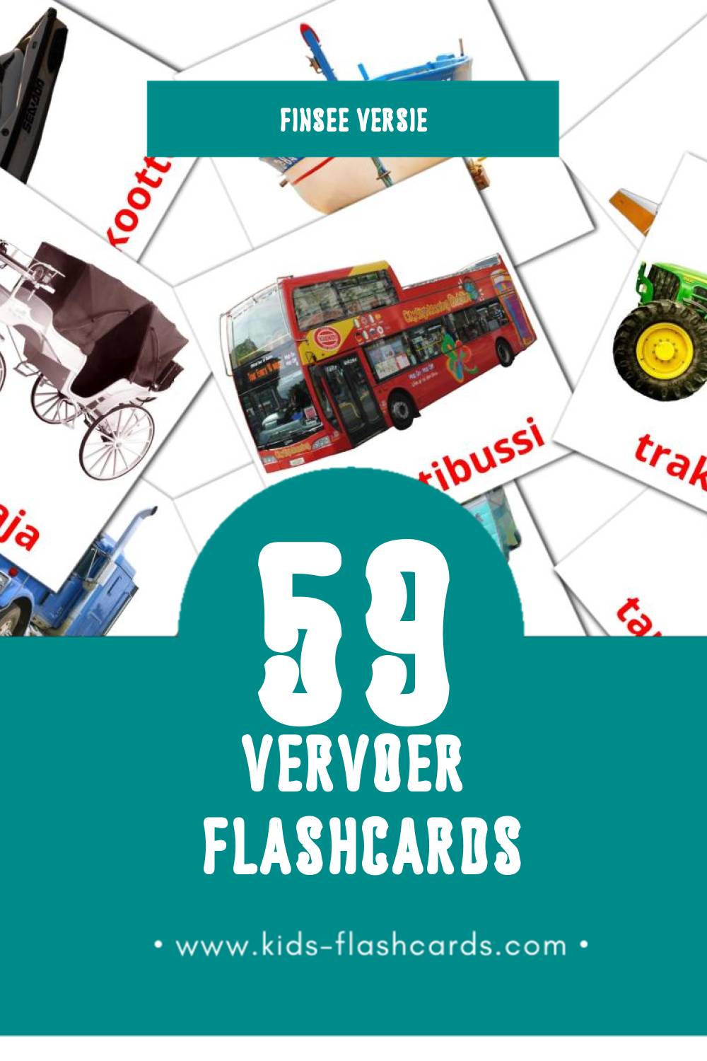Visuele kuljetus Flashcards voor Kleuters (59 kaarten in het Finse)