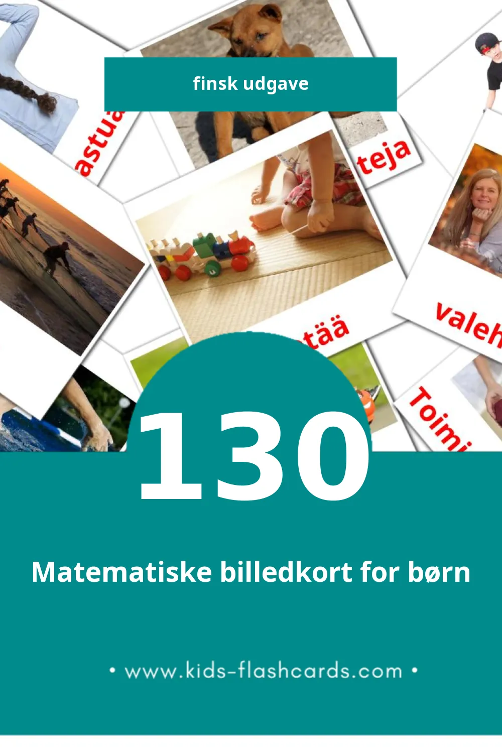 Visuelle billedkort for børn om Verbit til småbørn (130 kort på Finsk)