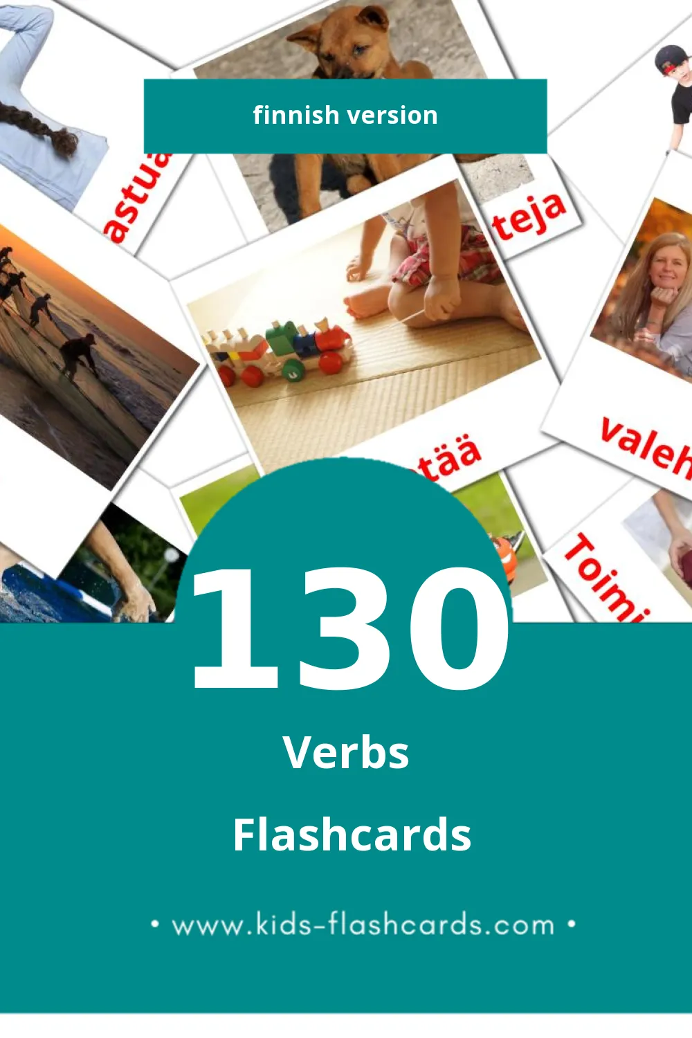 Visual Verbit Flashcards for Toddlers (130 cards in Finnish)