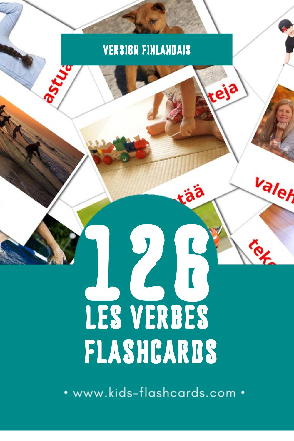Flashcards Visual Verbit pour les tout-petits (33 cartes en Finlandais)
