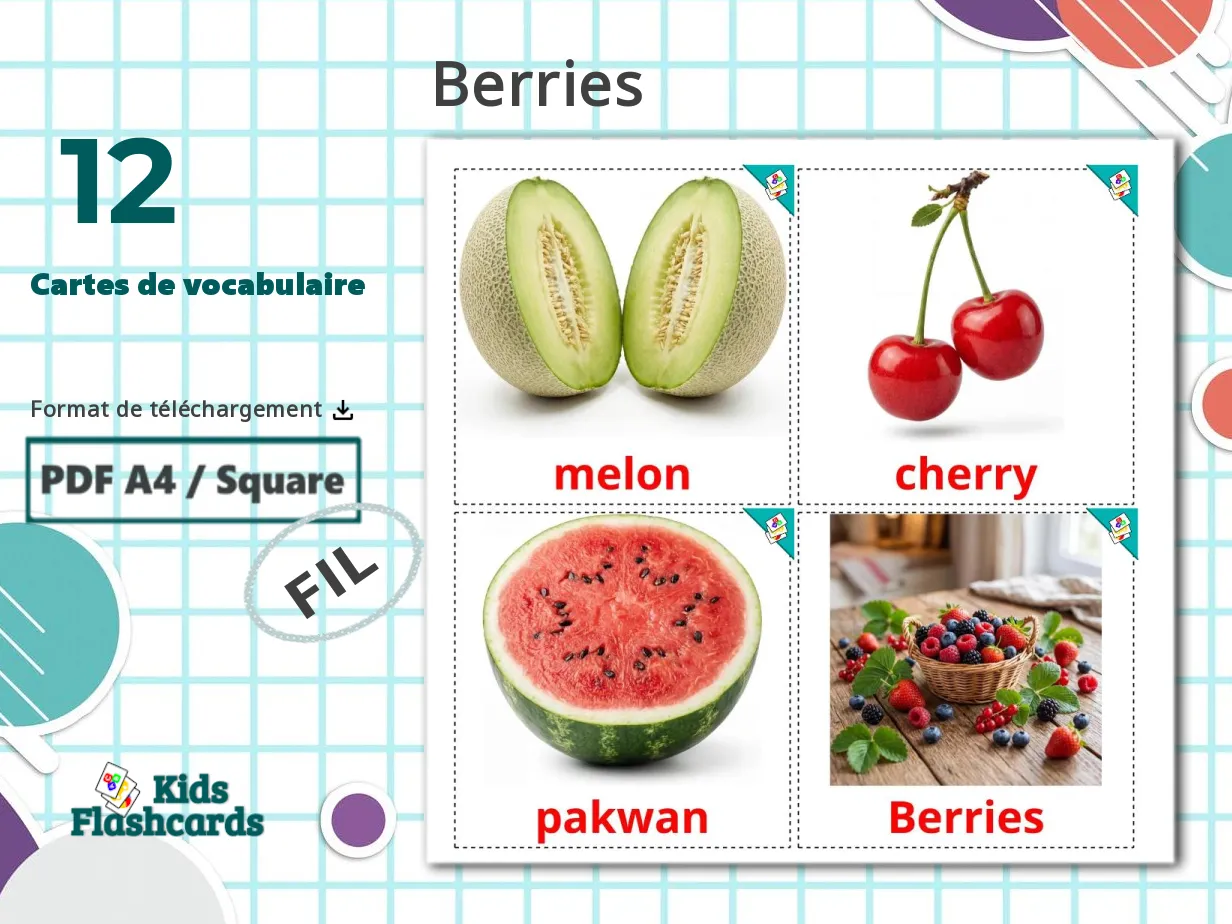 12 Cartes de Vocabulaire pour Enfants GRATUITES Baies à Imprimer en ...