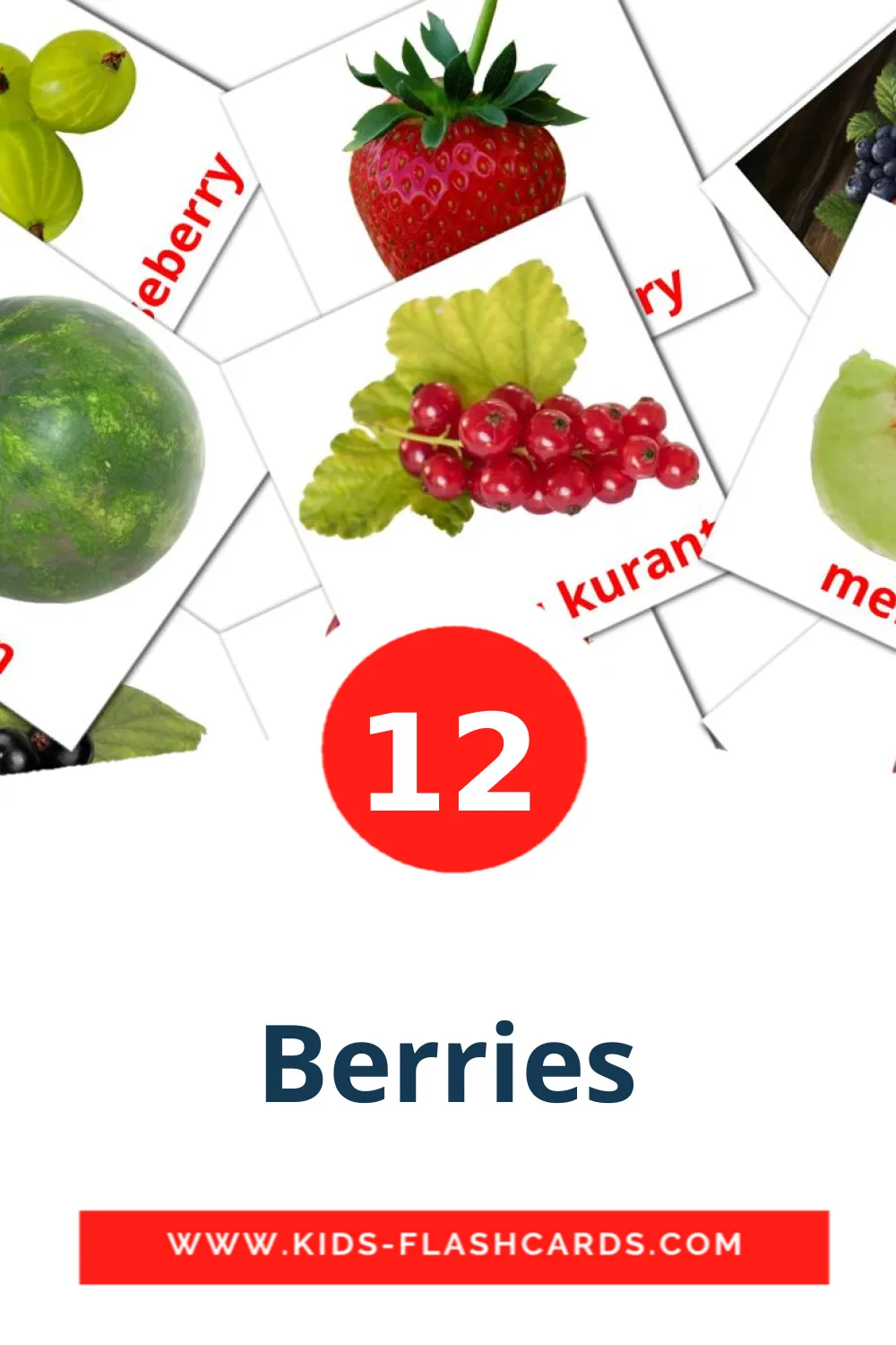 12 tarjetas didacticas de Berries para el jardín de infancia en filipino