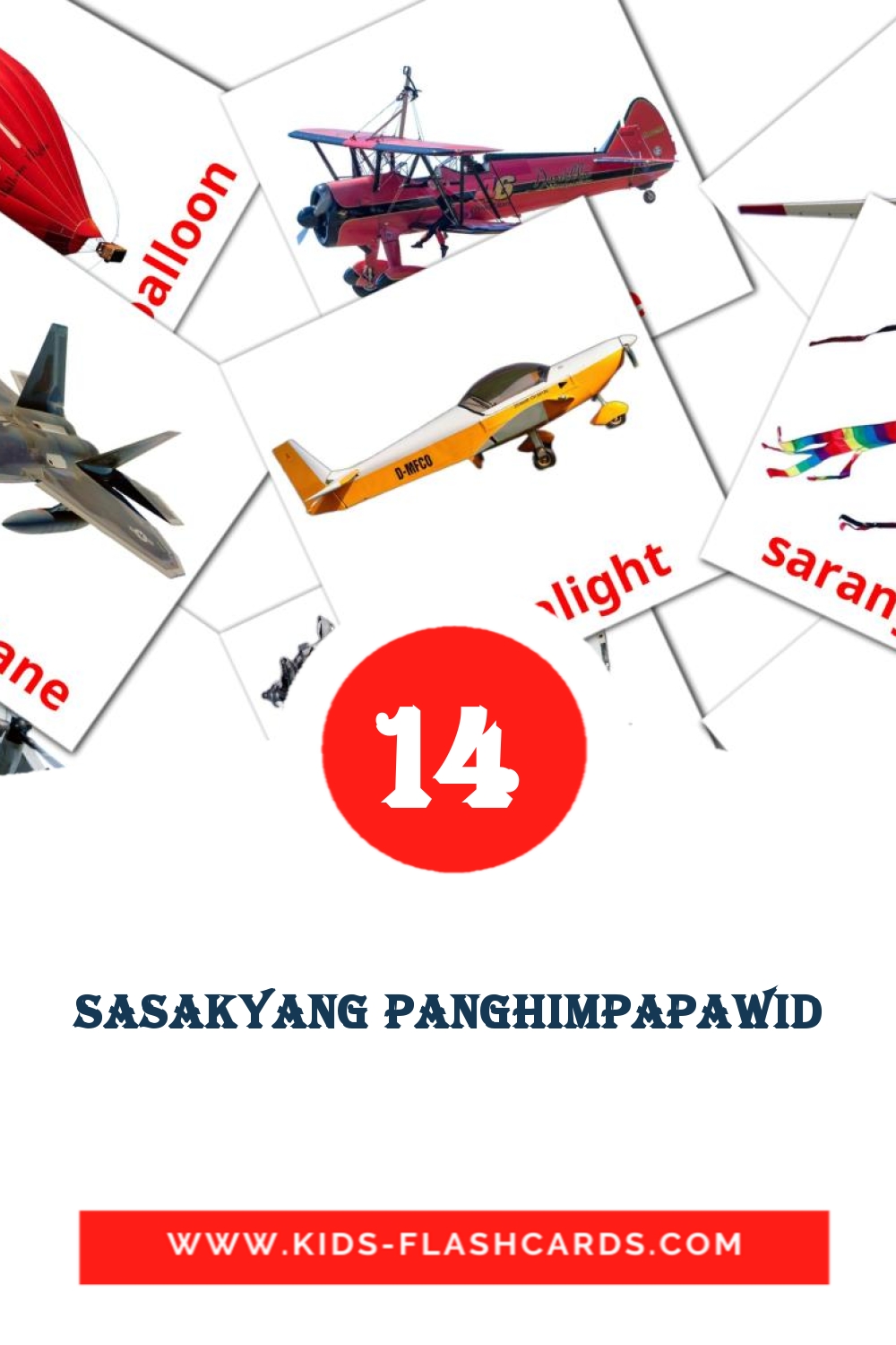 14 Sasakyang panghimpapawid Picture Cards for Kindergarden in filipino
