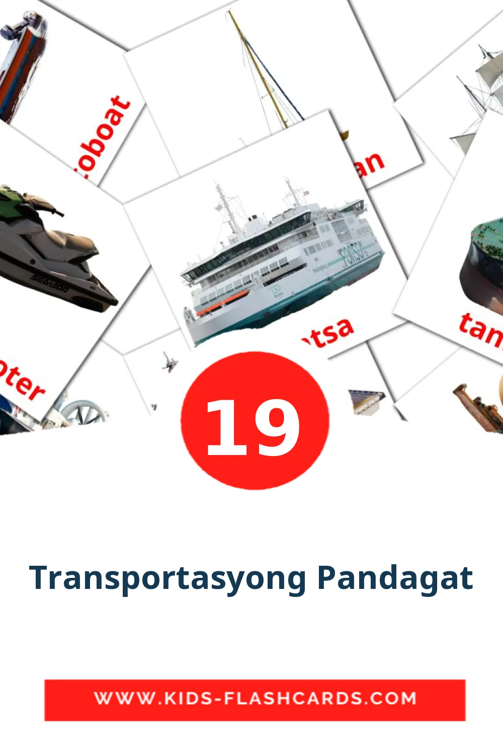 19 Transportasyong Pandagat lasten kuvakortti päiväkodille filippiiniläiseksi