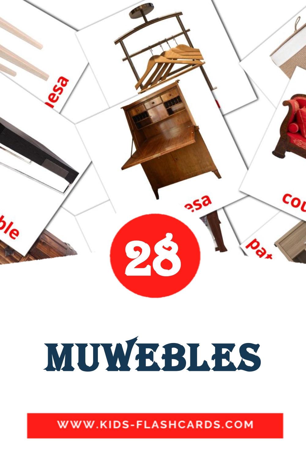 28 carte illustrate di Muwebles per la scuola materna in filippino