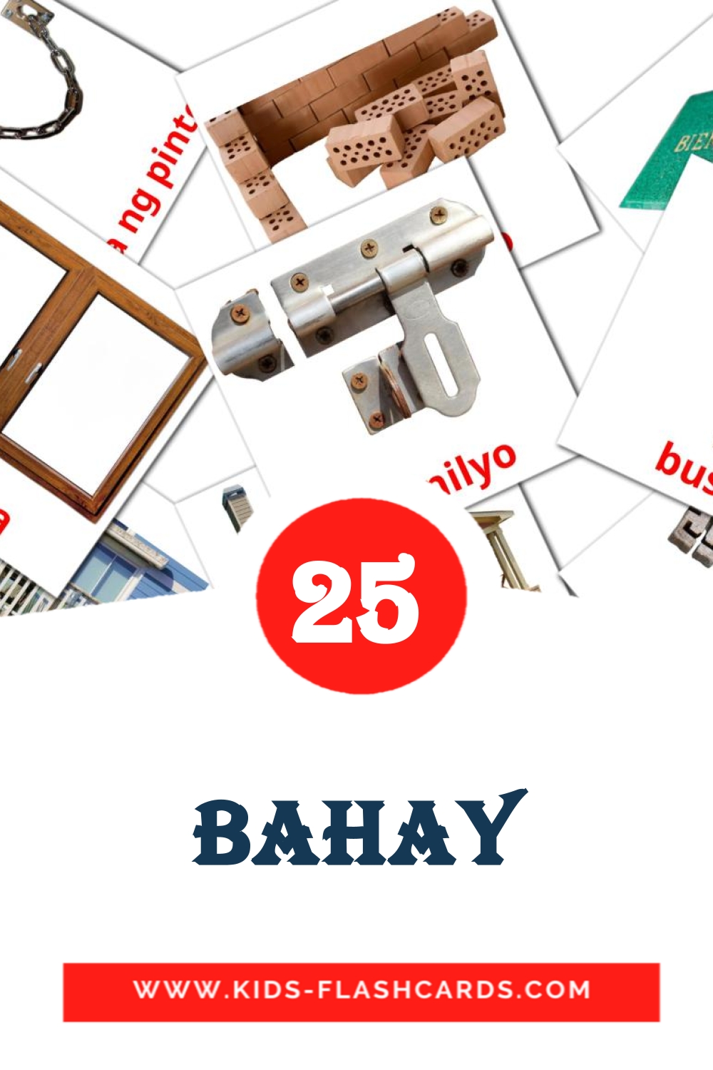 25 cartes illustrées de Bahay pour la maternelle en philippin