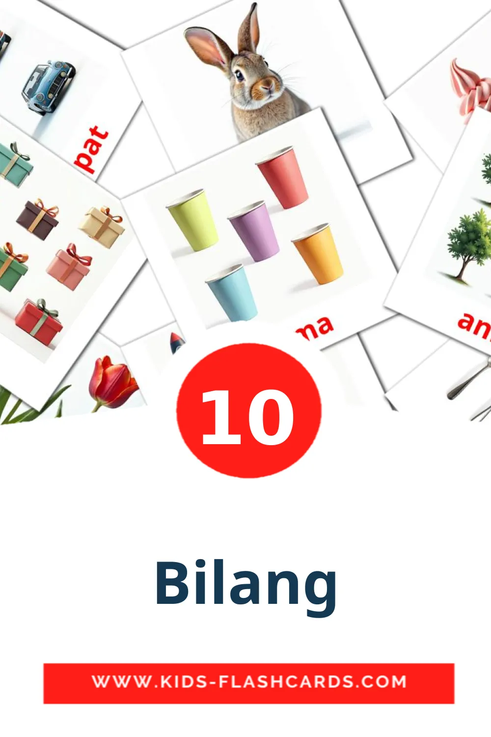 10 Bilang Picture Cards for Kindergarden in filipino