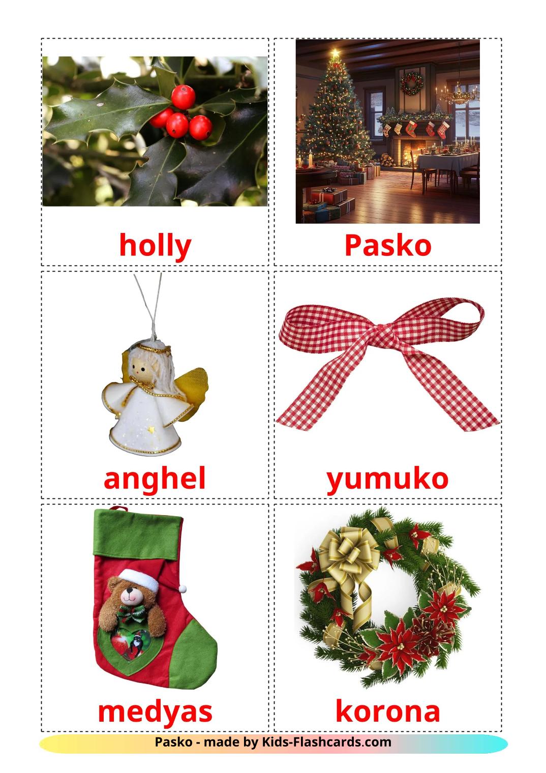 Christmas - 29 Free Printable filipino Flashcards 