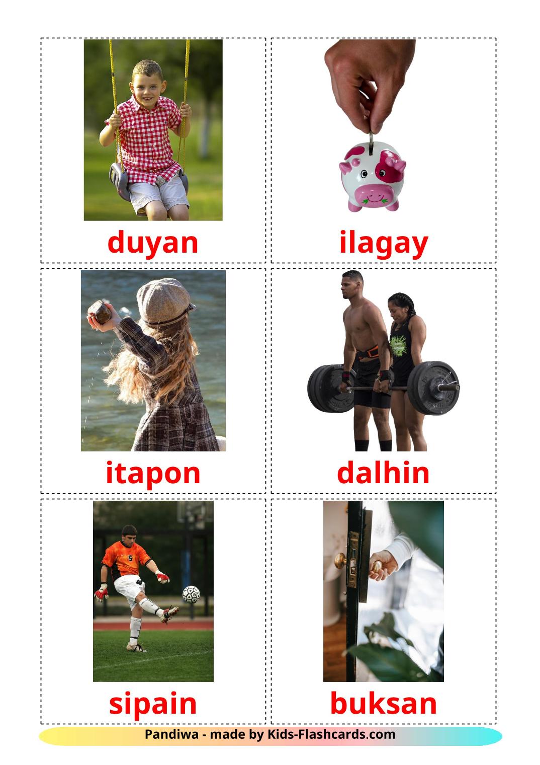 Action verbs - 51 Free Printable filipino Flashcards 