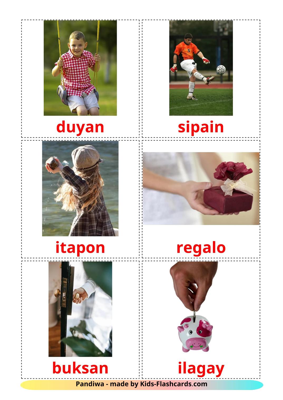 Action verbs - 52 Free Printable filipino Flashcards 