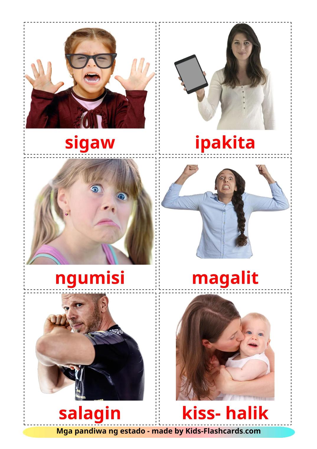 State verbs - 24 Free Printable filipino Flashcards 