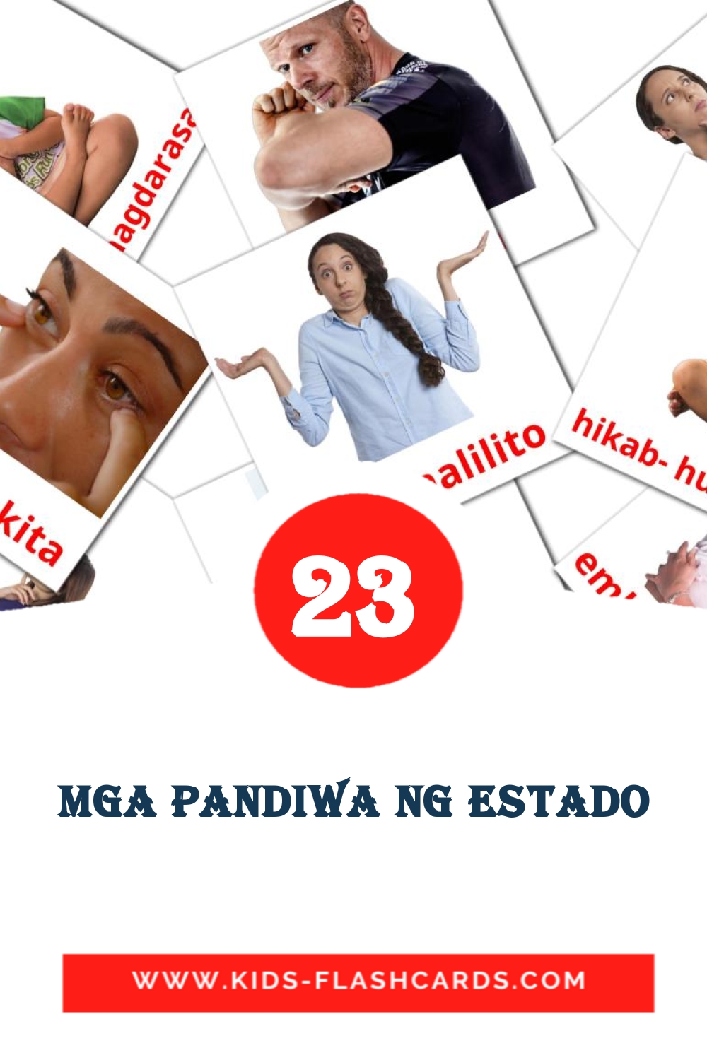 23 Mga pandiwa ng estado Picture Cards for Kindergarden in filipino
