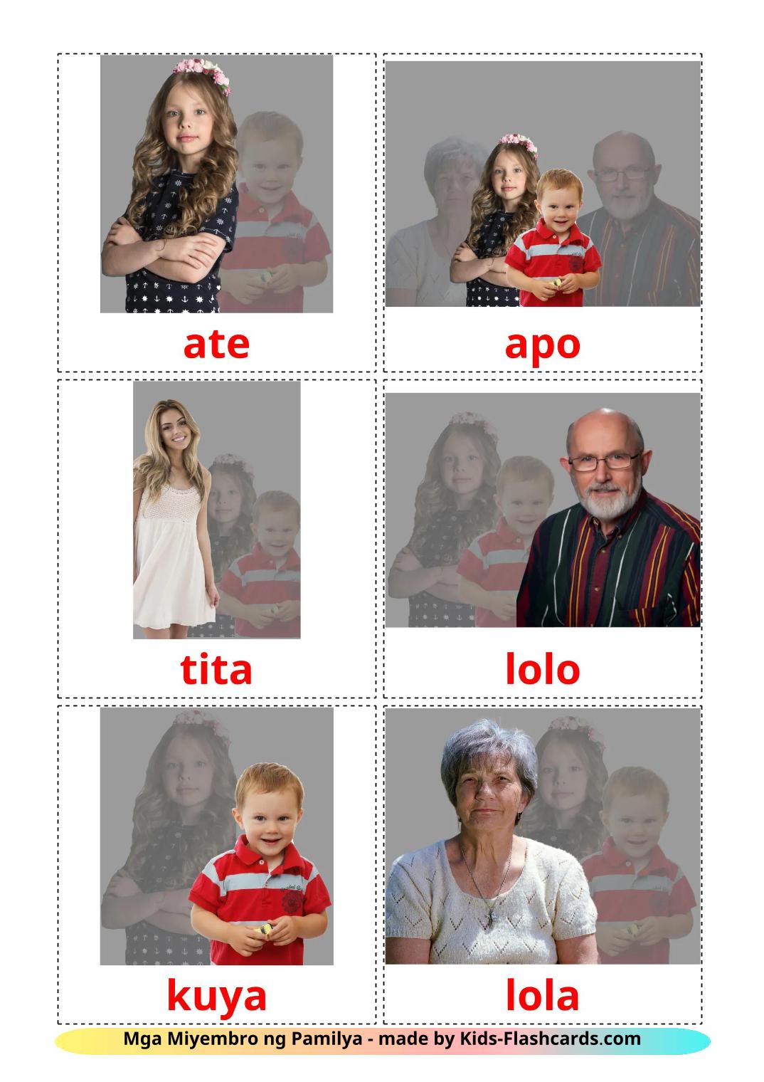 Membros da família - 32 Flashcards filipinoes gratuitos para impressão