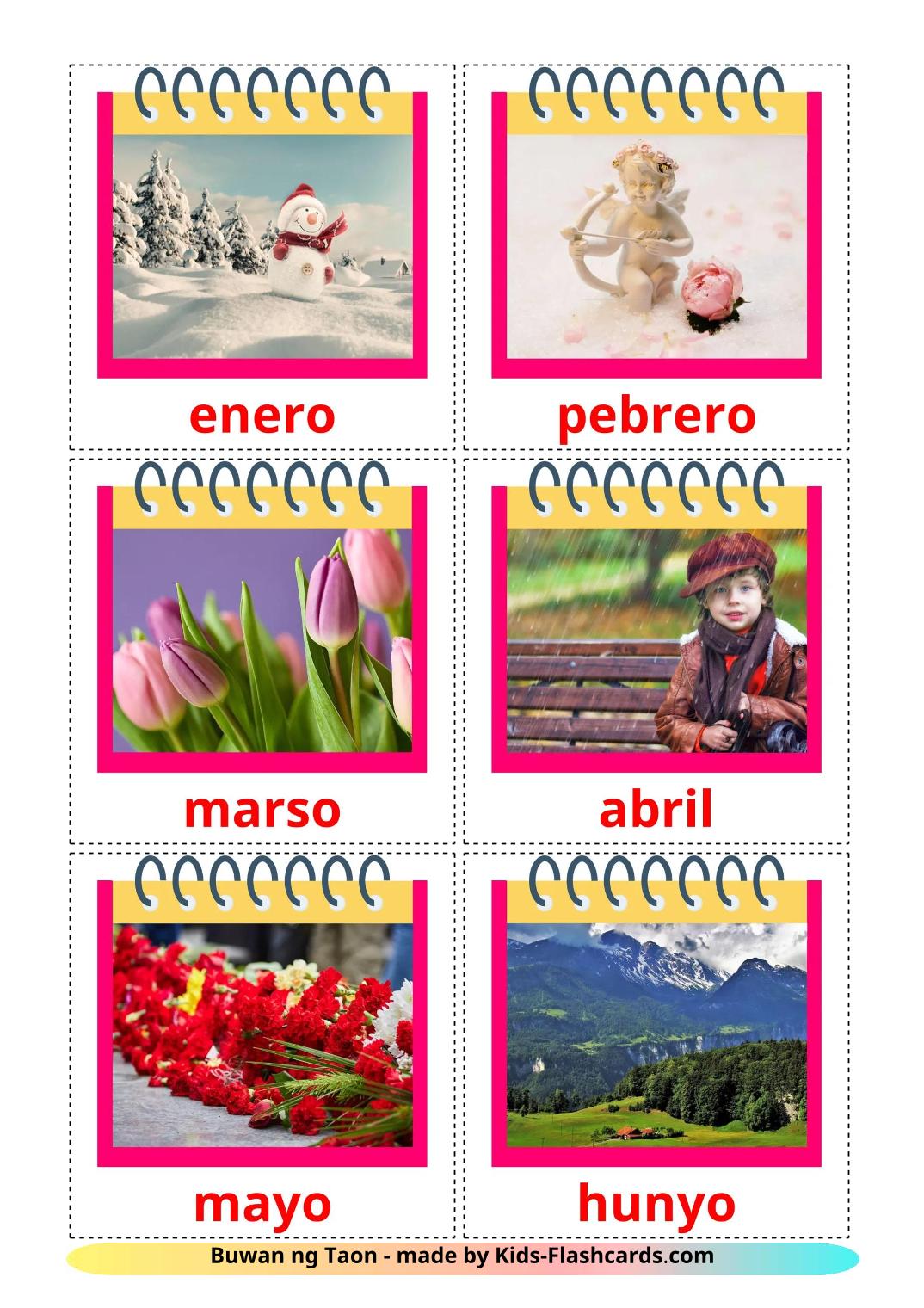 Months of the Year - 13 Free Printable filipino Flashcards 