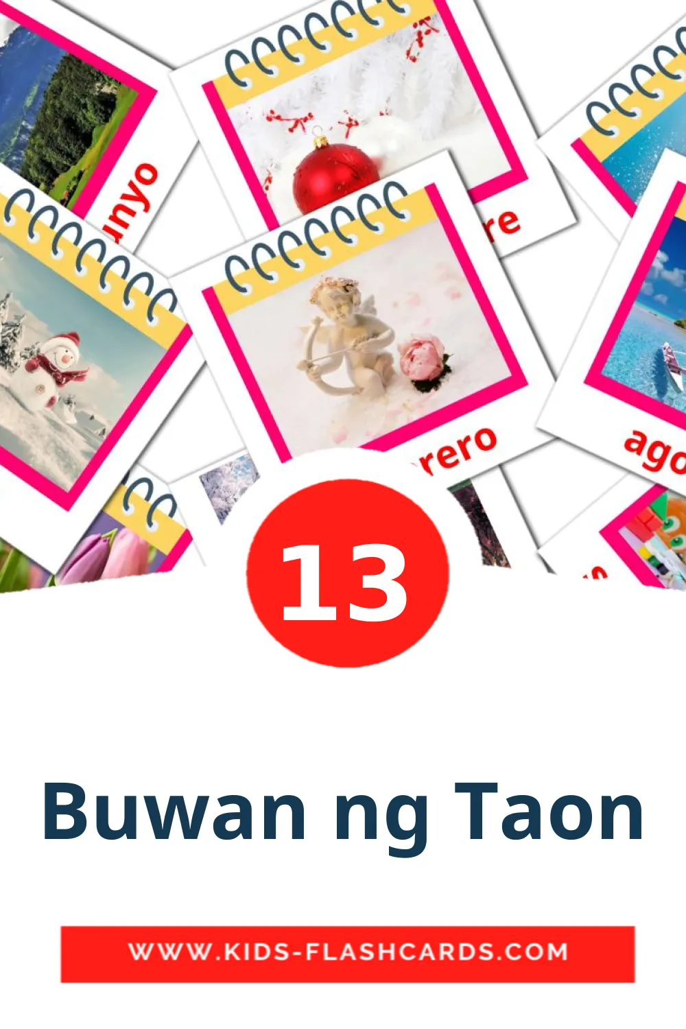 13 tarjetas didacticas de Buwan ng Taon para el jardín de infancia en filipino