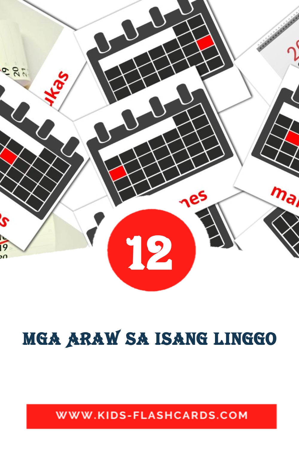 12 Mga Araw Sa Isang Linggo Bildkarten für den Kindergarten auf Filipino