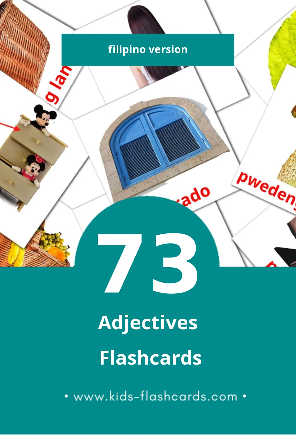 Visual Salitang pangdiwa Flashcards for Toddlers (73 cards in Filipino)